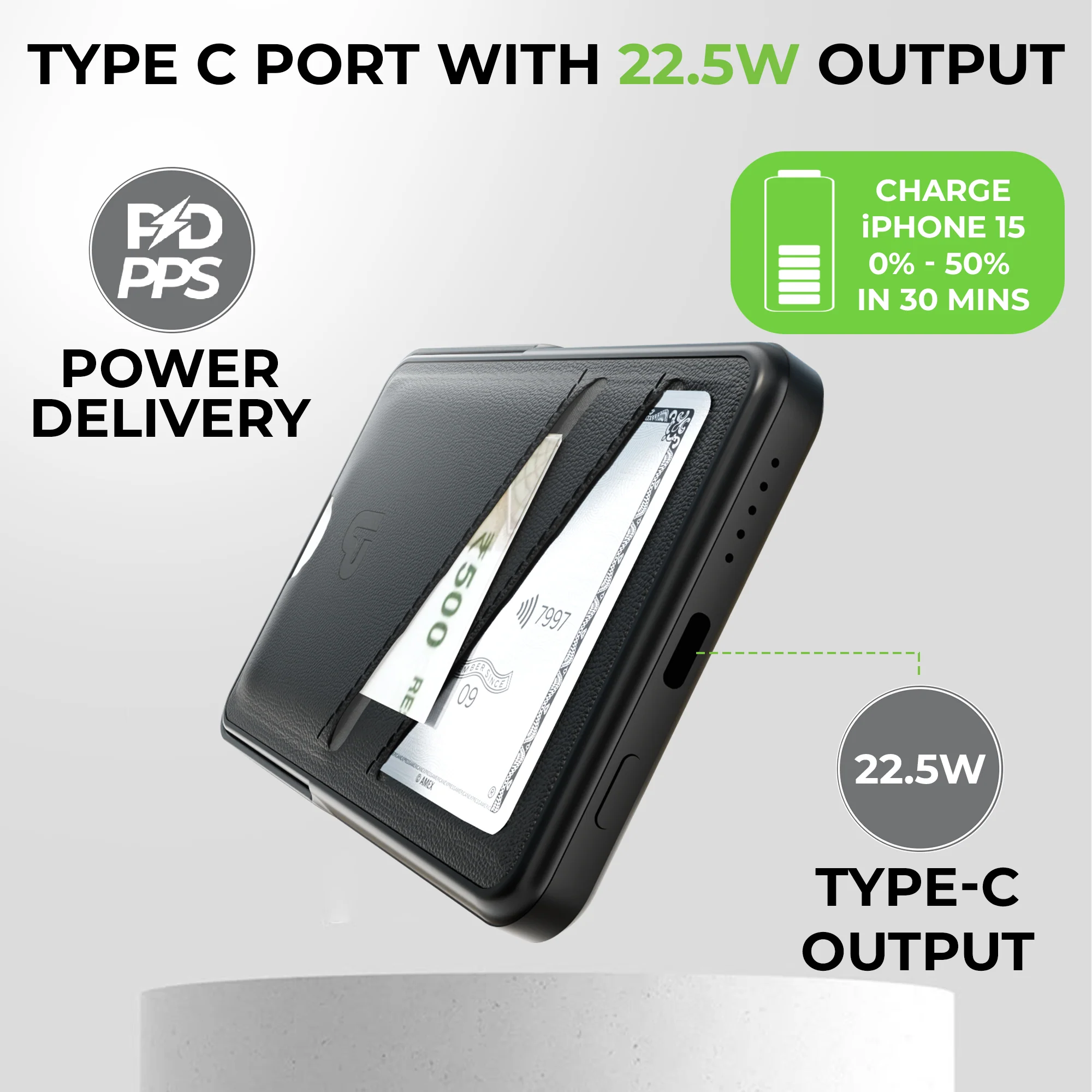 Juice-Up Swipe Mag-safe power bank 5000mAh with Stand & Wallet - Image 5
