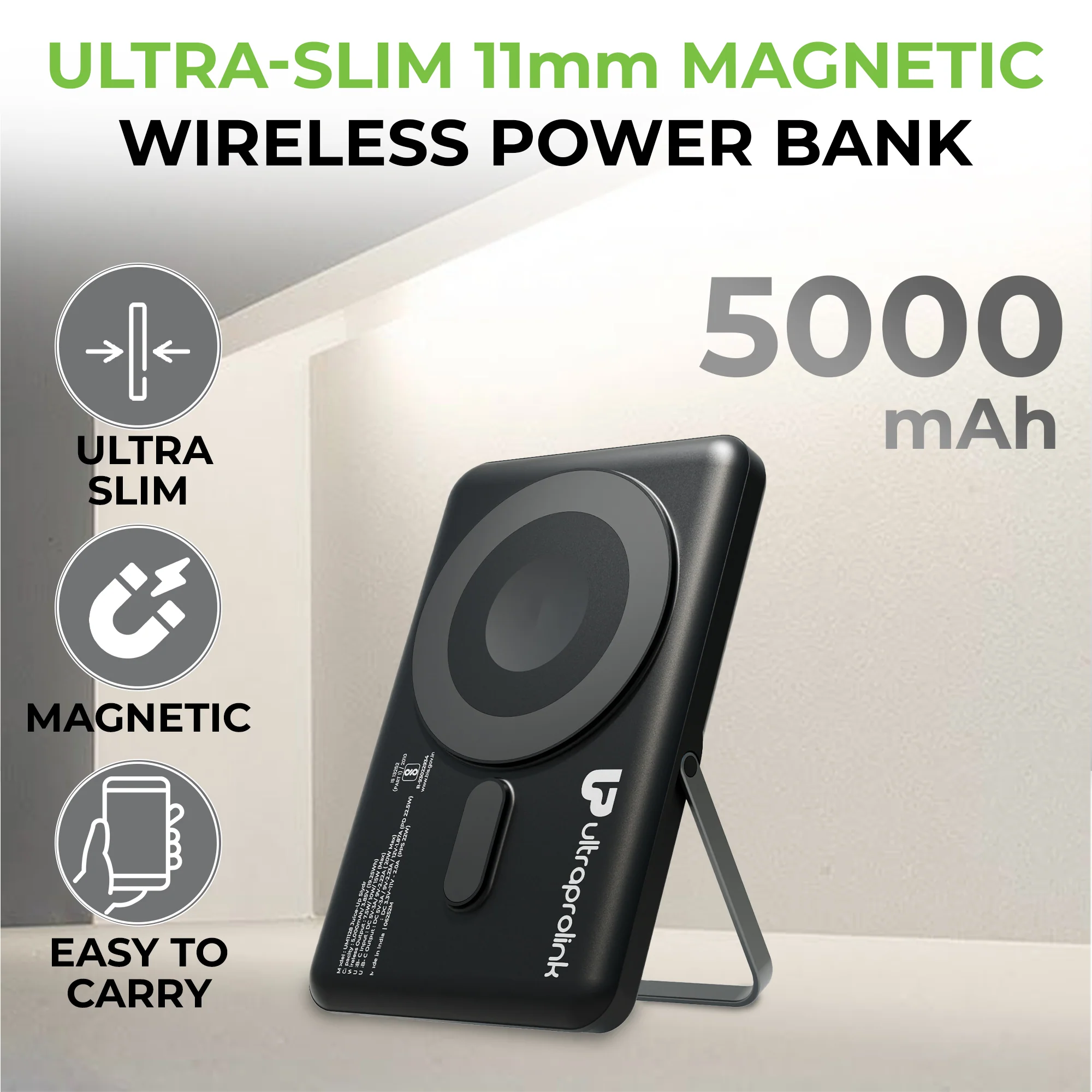 Juice-Up Swipe Mag-safe power bank 5000mAh with Stand & Wallet - Image 8