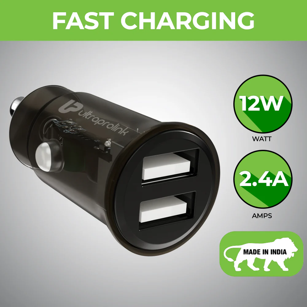 Mach 12 Dual USB Car Charger 2.4A/12W with Type C cable - Image 2