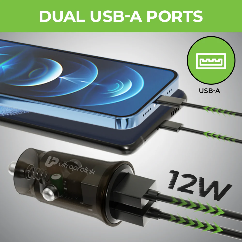 Mach 12 Dual USB Car Charger 2.4A/12W with Type C cable - Image 6