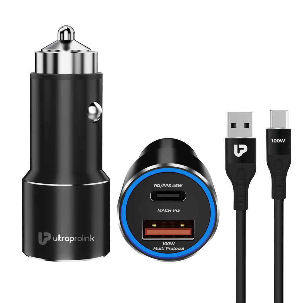Mach 145W All Protocol Dual USB Car Charger with 1m Cable