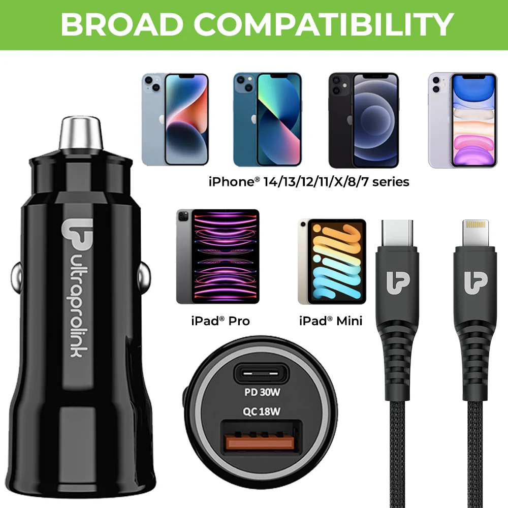 Mach 48 PD/QC3.0/PPS Car Charger (48W) with C2L Cable 1m - Image 5