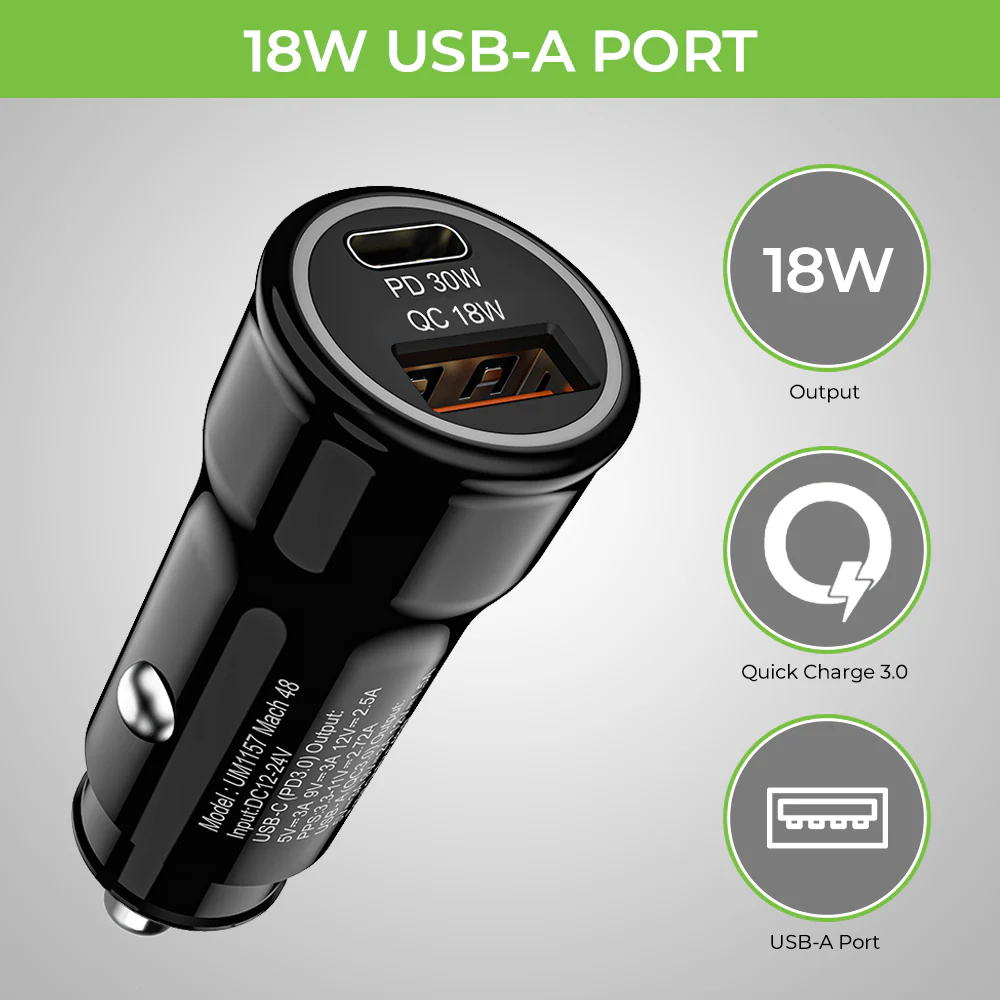 Mach 48 PD/QC3.0/PPS Car Charger (48W) with C2L Cable 1m - Image 6