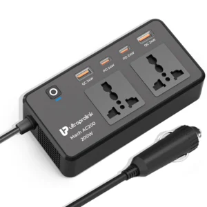 Mach AC 200 6-in-1 Car DC 12V to AC 200W Inverter with 4 port QC-PD USB