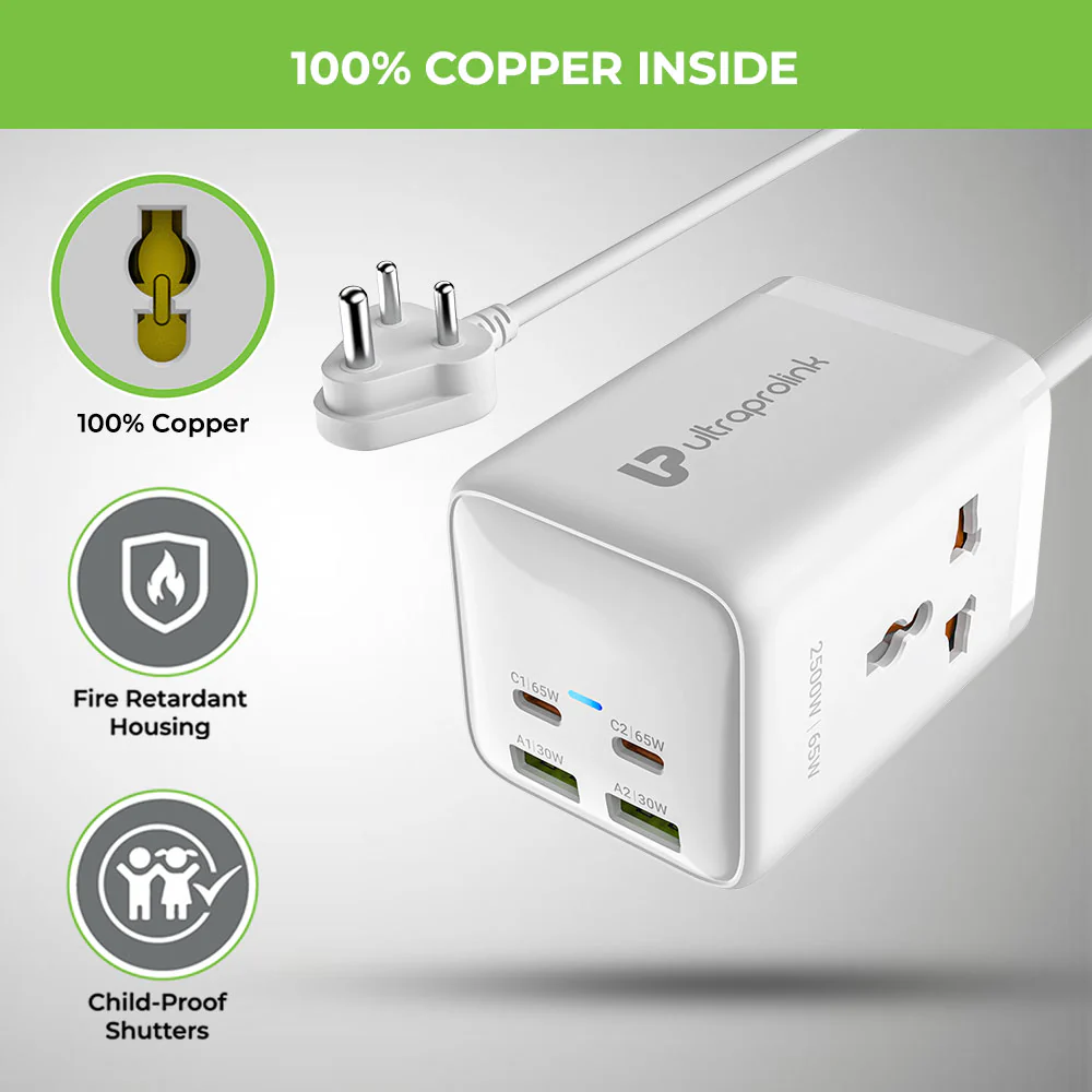 Power Qube 65 2 Socket Surge Protector with 4 USB Ports (65W) - Image 5
