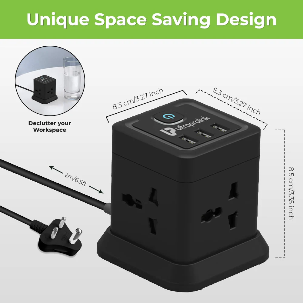 Power Qube Desktop Surge Protector with 3 USB Ports - Image 2