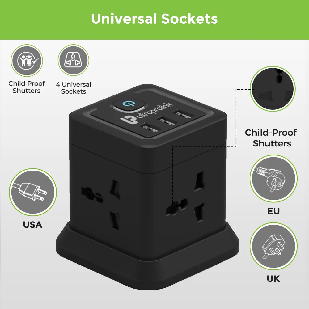 Power Qube Desktop Surge Protector with 3 USB Ports - Image 3