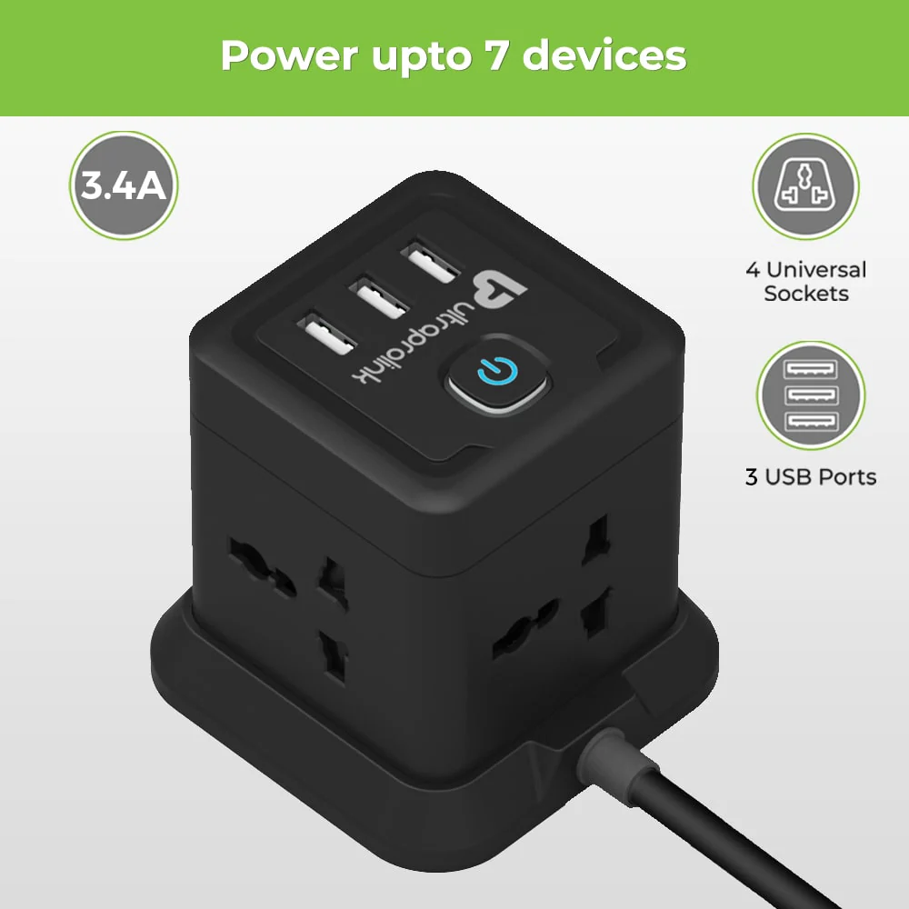 Power Qube Desktop Surge Protector with 3 USB Ports - Image 4