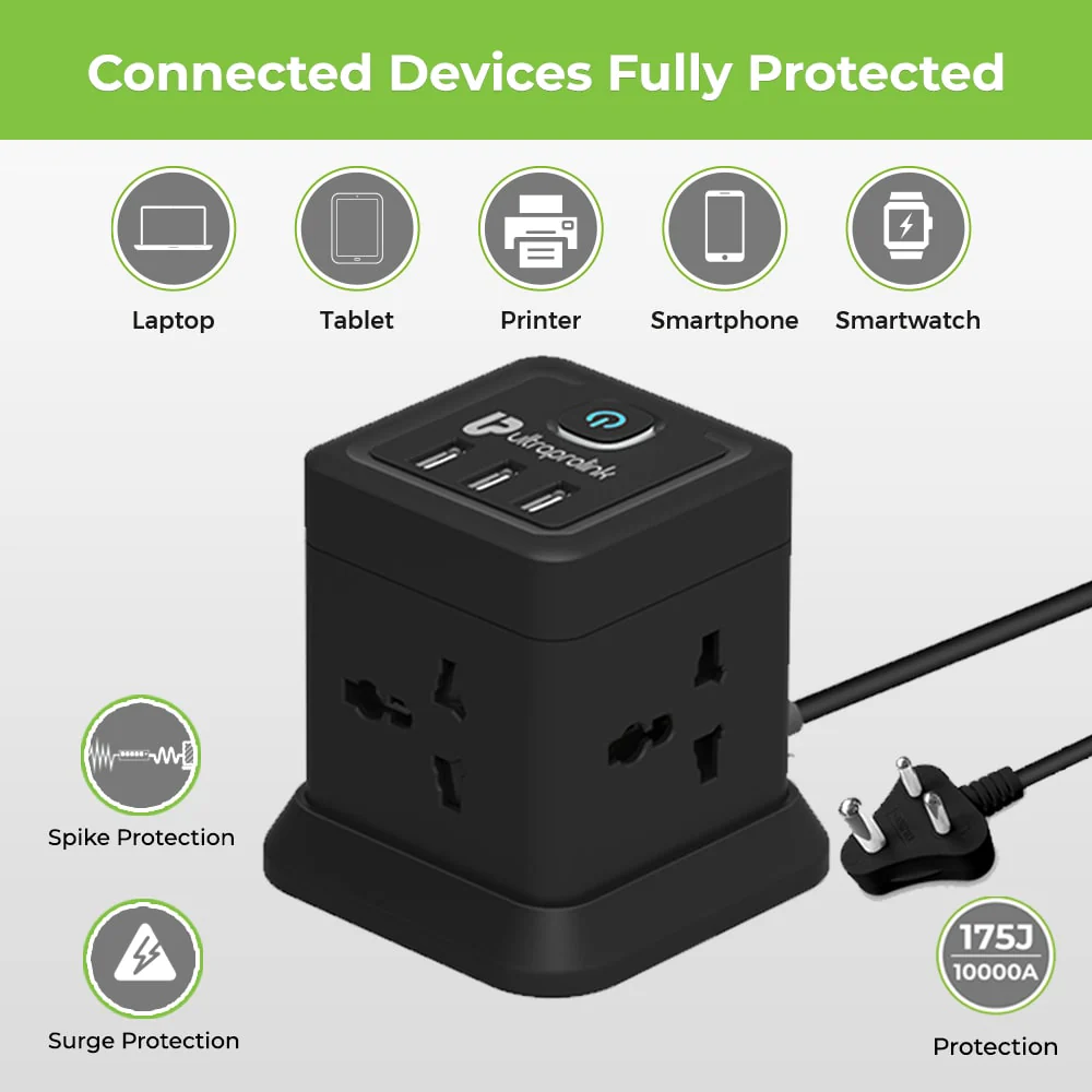 Power Qube Desktop Surge Protector with 3 USB Ports - Image 5