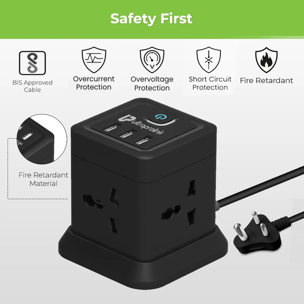 Power Qube Desktop Surge Protector with 3 USB Ports - Image 6