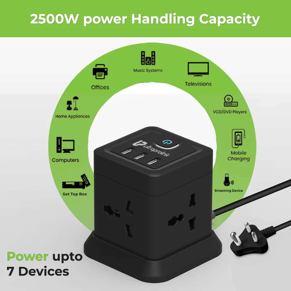 Power Qube Desktop Surge Protector with 3 USB Ports - Image 7