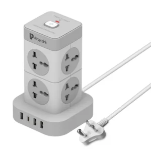 Power Tower Surge Protector with 8 Sockets | 3 USB-A ports | 1 USB Type C Port