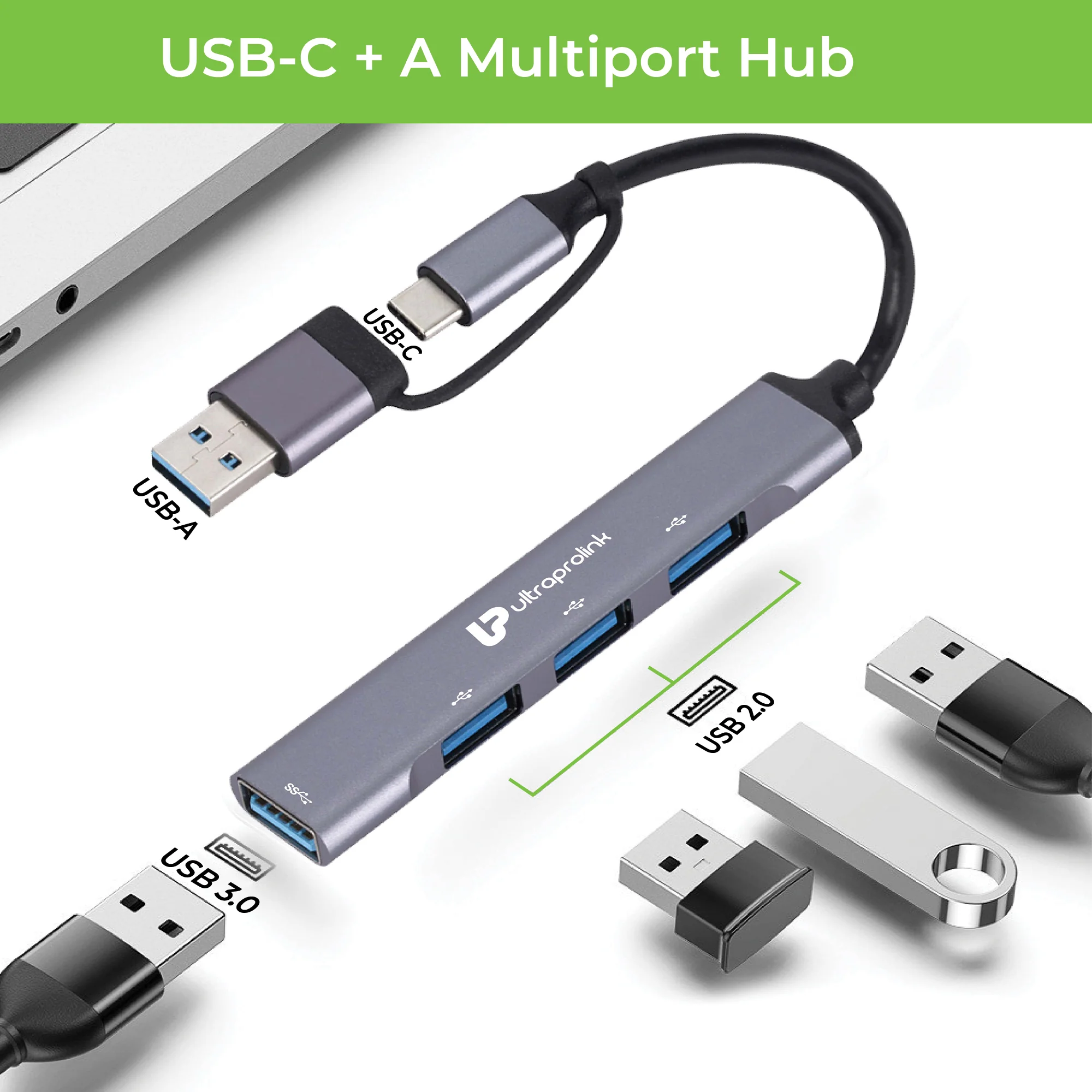 Slimport 4C USB-C+A to USB-A x 4 Port Hub - Image 2