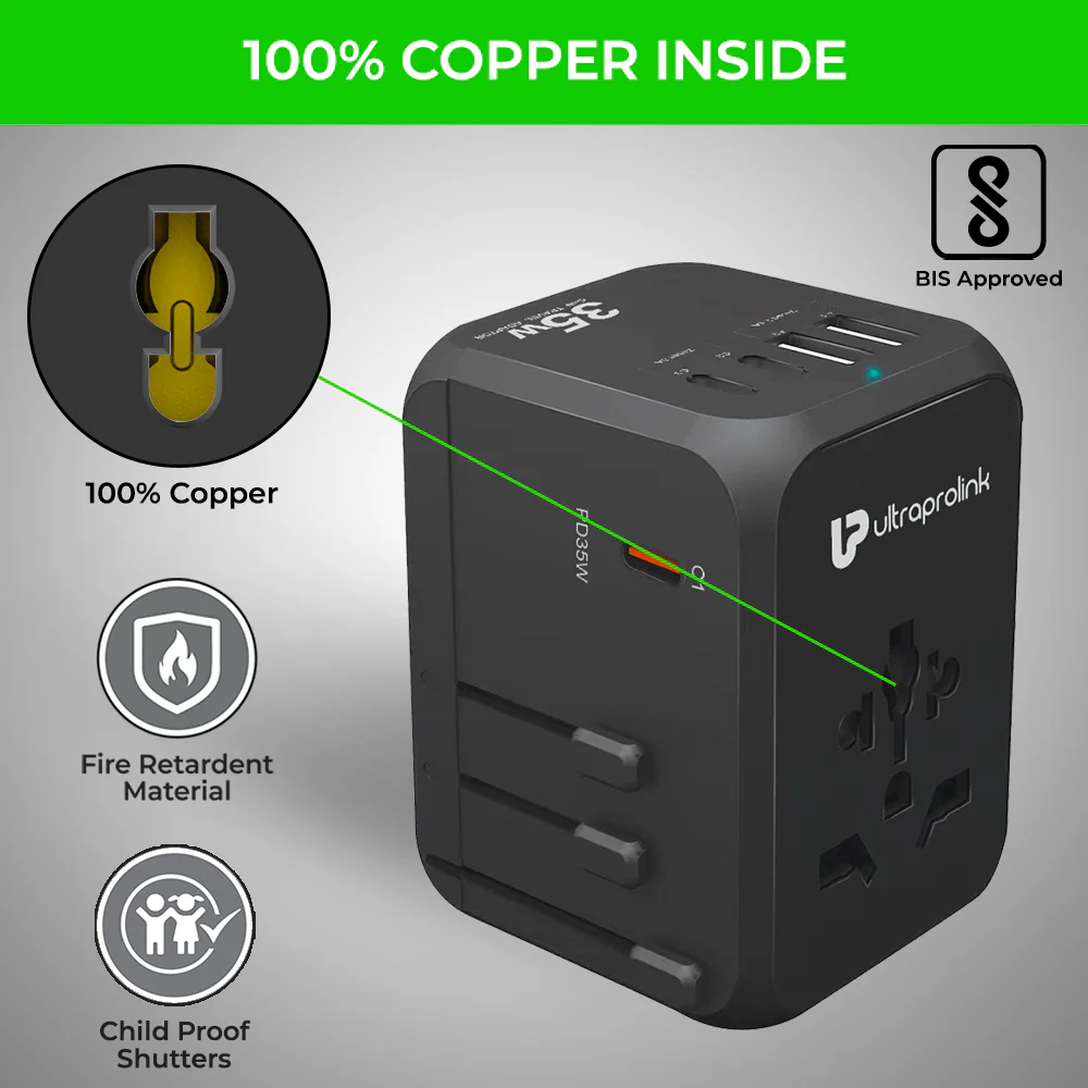 Travel Mate PD35 World Travel Adapter & 5 USB GaN Charger - Image 4