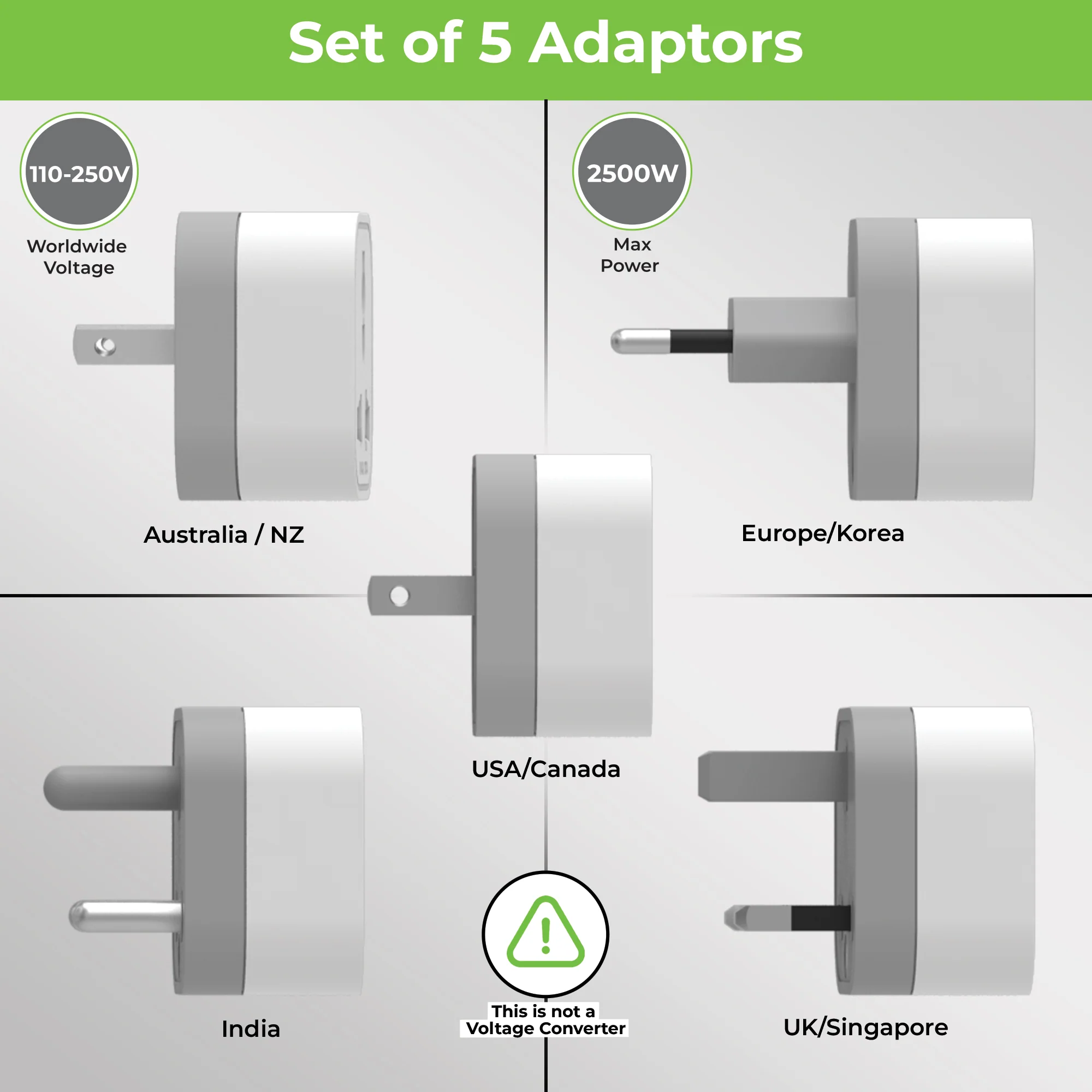 Travel Qubes Worldwide AC Convertor Plugs (Pack of 5) - Image 4