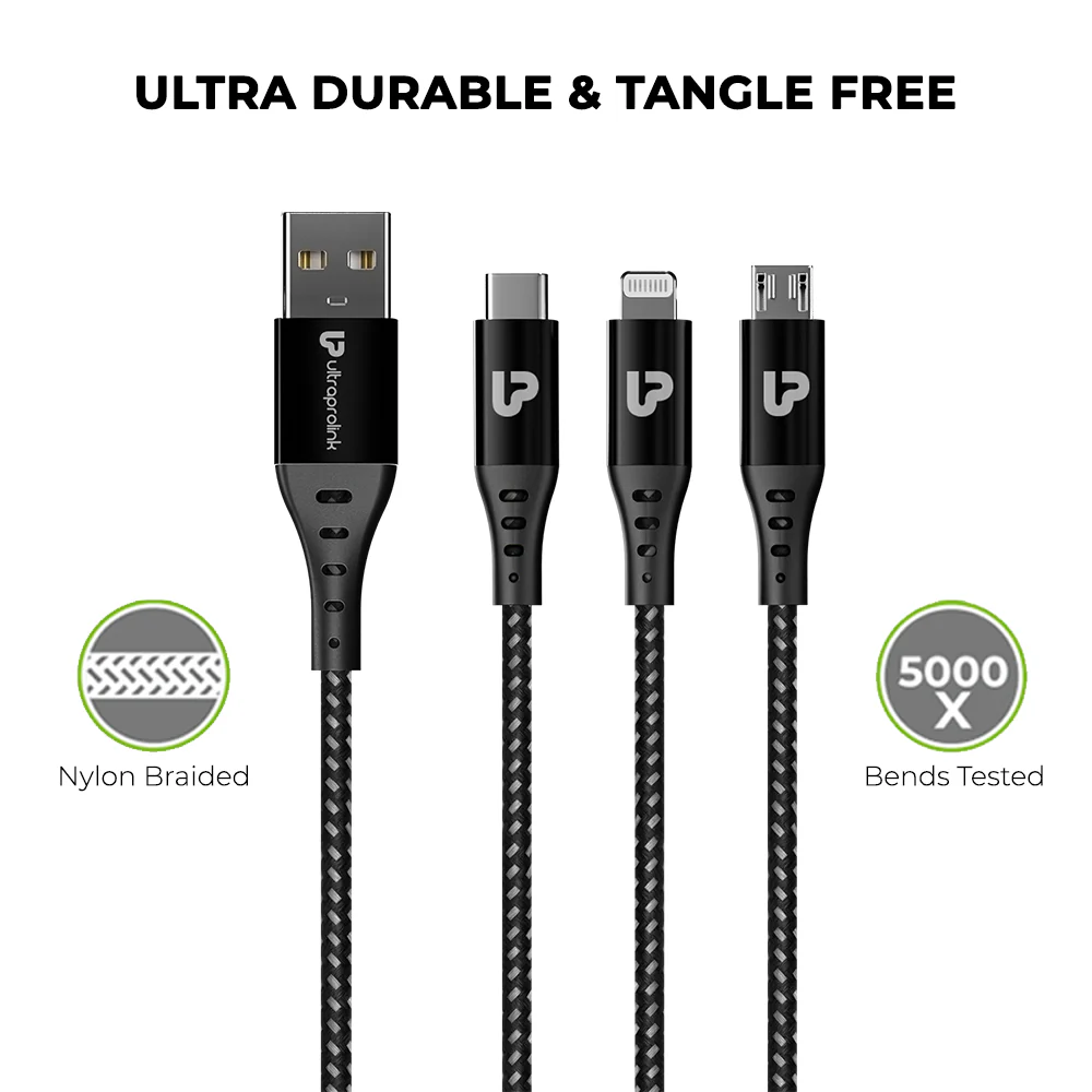 TrioLink 18 W 3 in 1 Fast Charging Cable (1.5m/Black) - Image 6