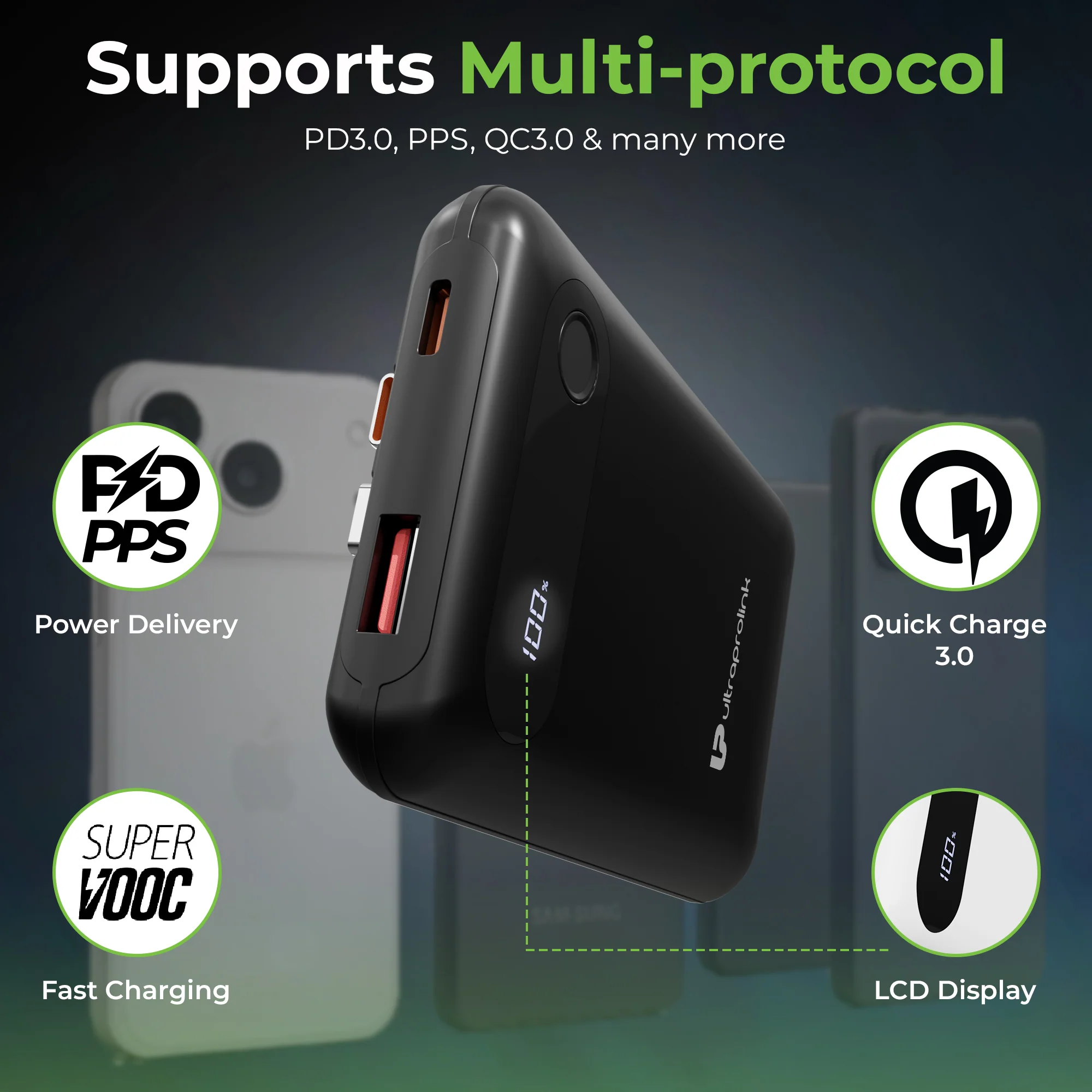 Ultra-Slim & compact Power Bank with Type C & iPhone Cable - Image 7