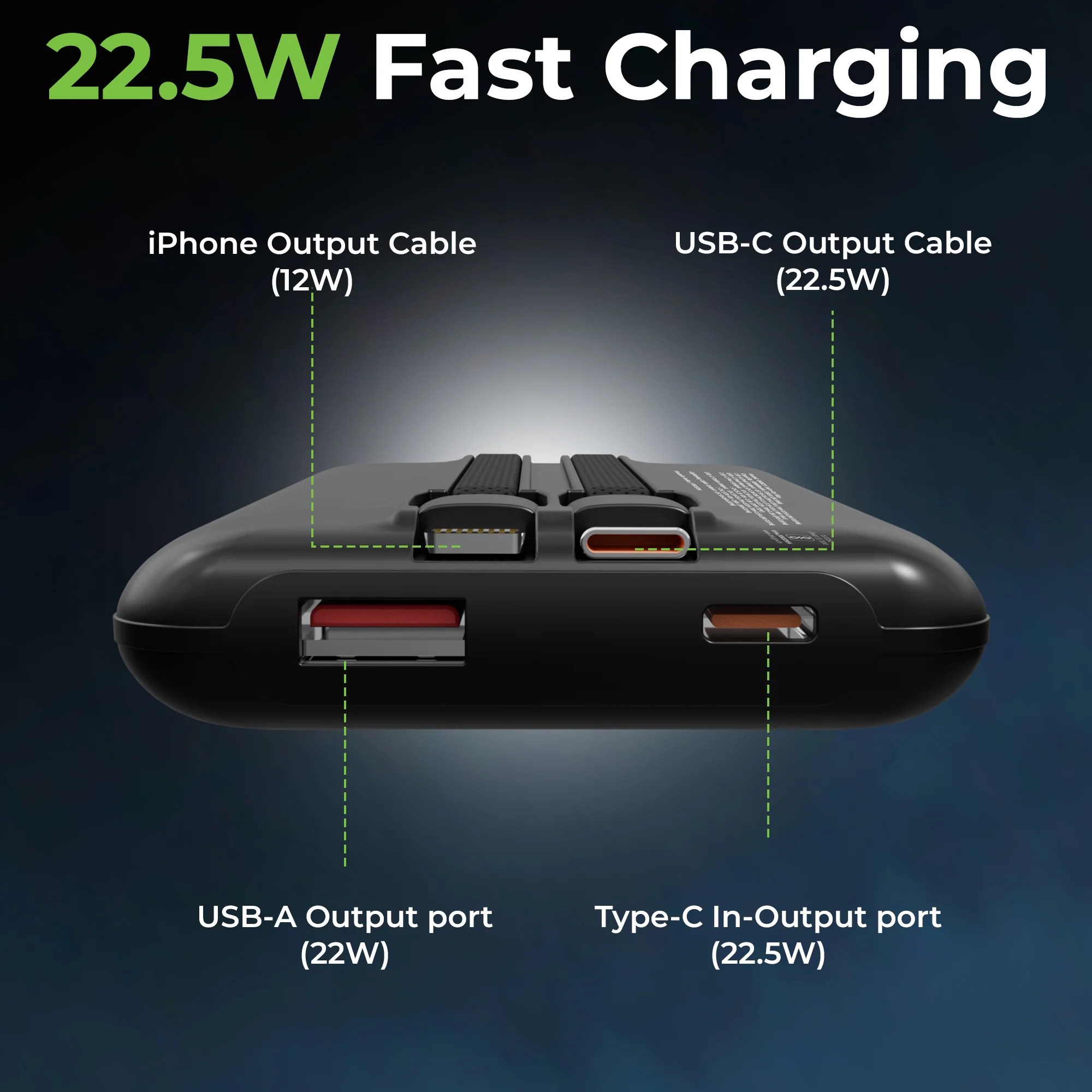 Ultra-Slim & compact Power Bank with Type C & iPhone Cable - Image 9