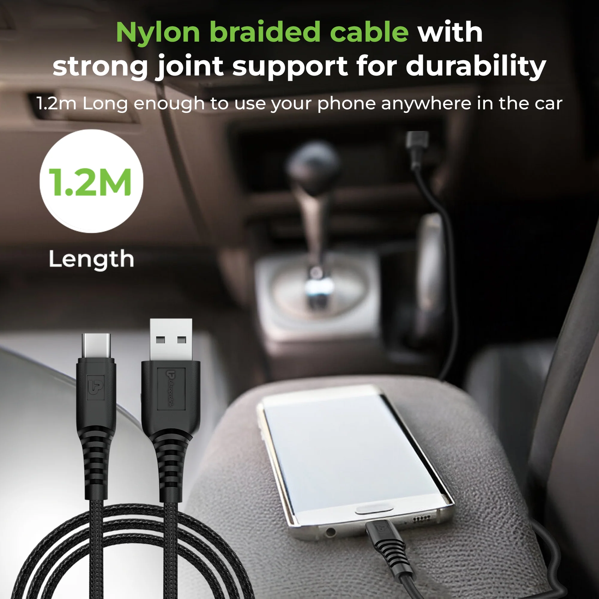 Zap-C Auto USB A to C Sync Charge Cable with Android Auto & Car Play support - Image 6