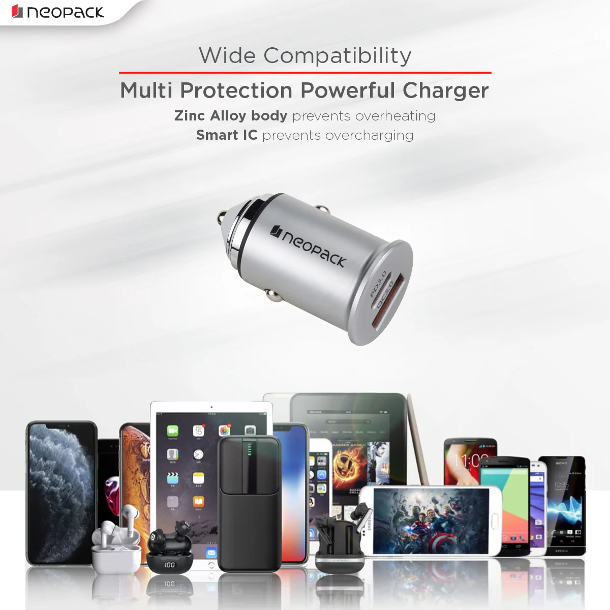 45W Dual Port QC 3.0 Turbo Car Charger with USB-C @ 30W & USB-A @ 15W (Silver) - Image 3