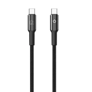 60W USB-C to C Connector Smart Auto-off Cable 1.5M Compatible with New Notebook, Macbook, Smartphones, Tablets, Power Banks, Earbuds and All USB-C Enabled Devices (Black)