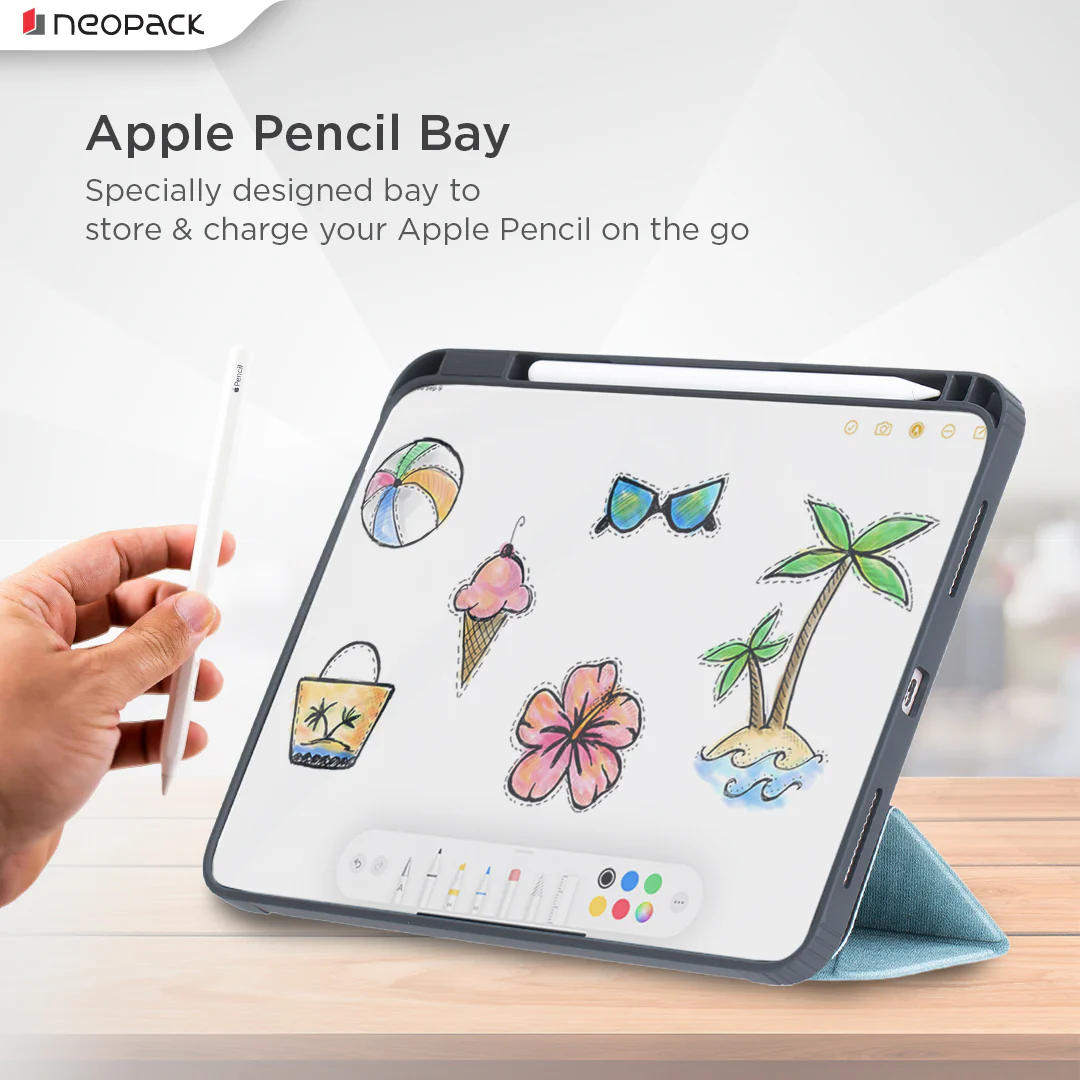 Alpha Case with Apple Pencil Holder for iPad Air 11, Fits: M2 and M3 Models (Sage Green/Stone Black/Blue) - Image 3