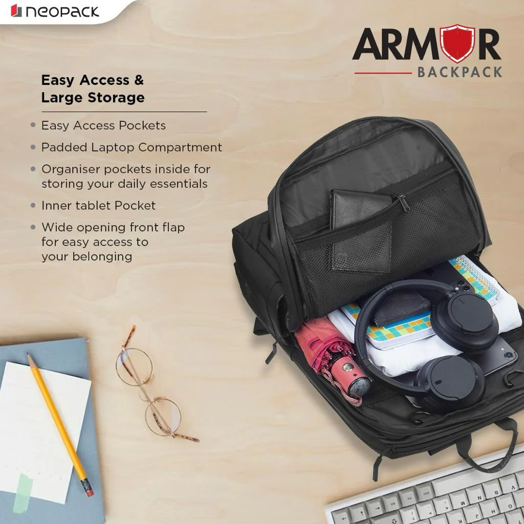 Armor All Weather Backpack for 16" Laptops & Macbooks (Black) - Image 3