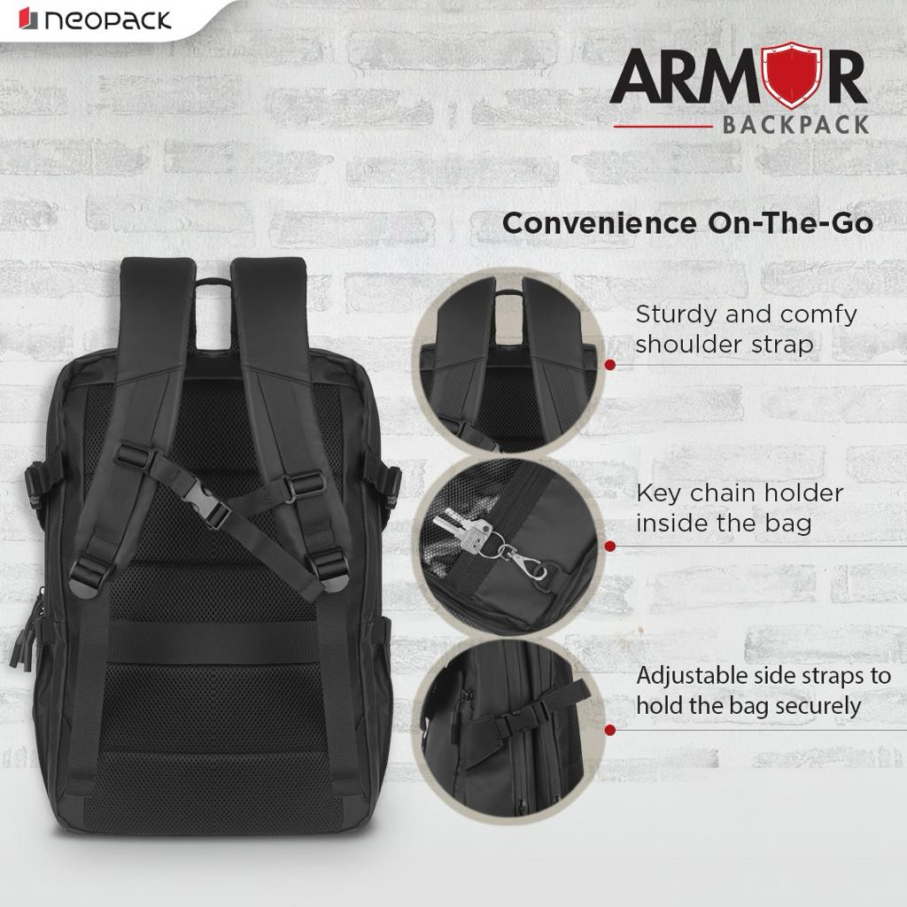 Armor All Weather Backpack for 16" Laptops & Macbooks (Black) - Image 5