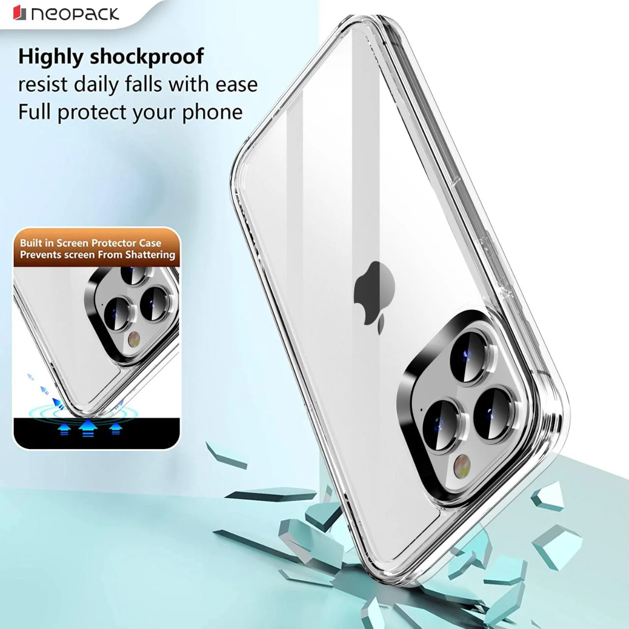 Drop Tested Hybried Case for iPhone 14 Pro (Clear) - Image 2