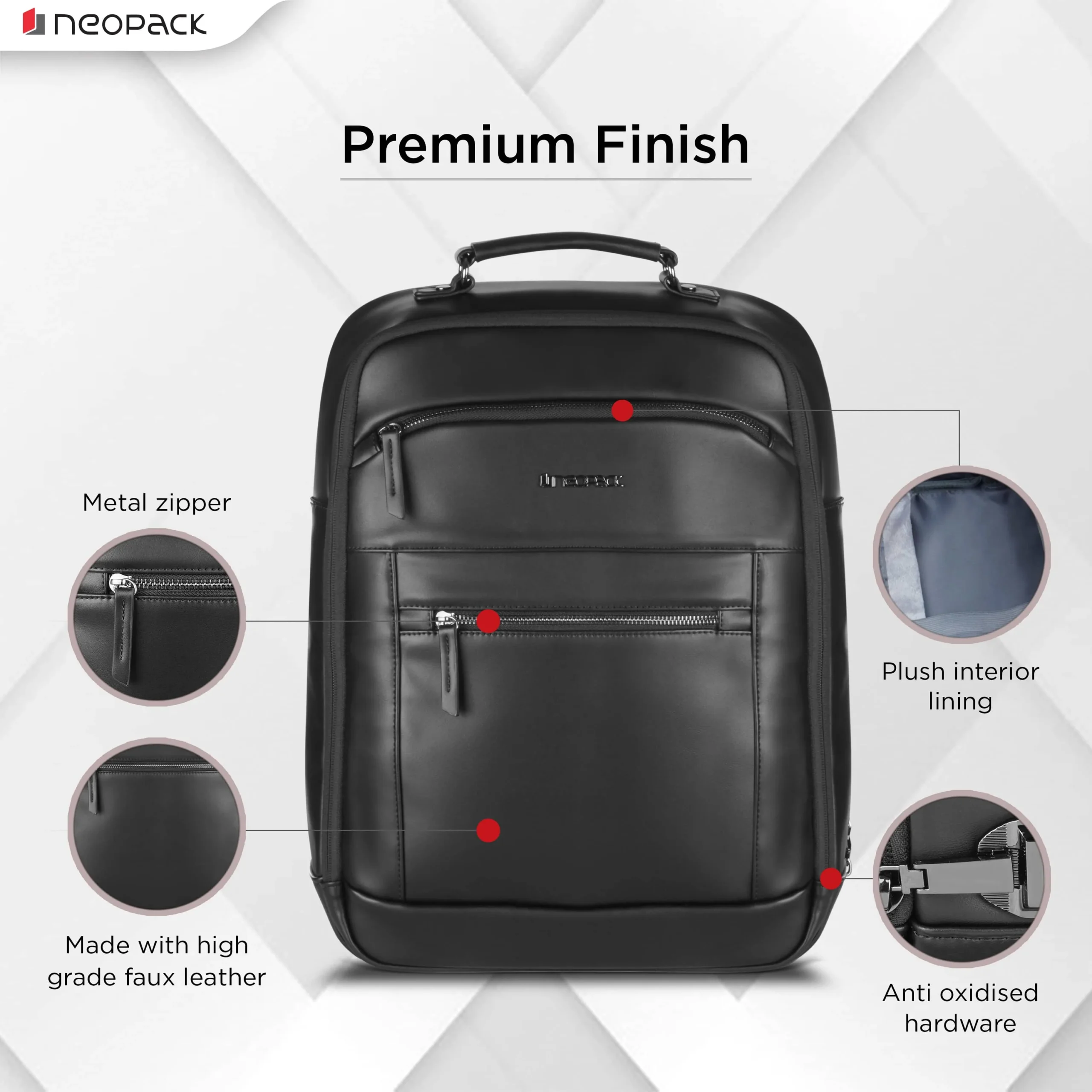 Elegante Secure Anti-Theft Backpack with FingerPrint Lock Compatible with Upto 16.2" Macbooks & 15" Laptops (Black) - Image 2