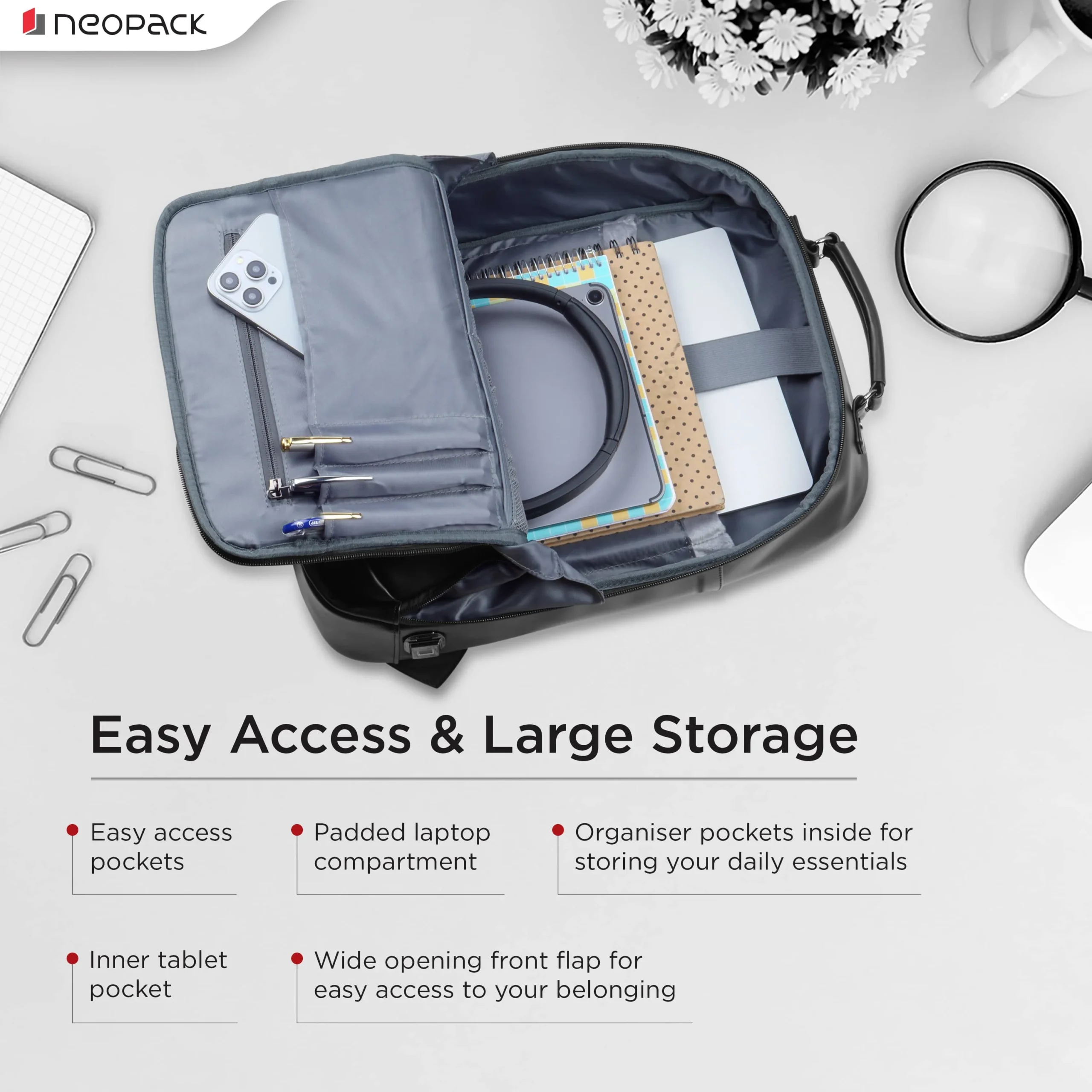 Elegante Secure Anti-Theft Backpack with FingerPrint Lock Compatible with Upto 16.2" Macbooks & 15" Laptops (Black) - Image 3