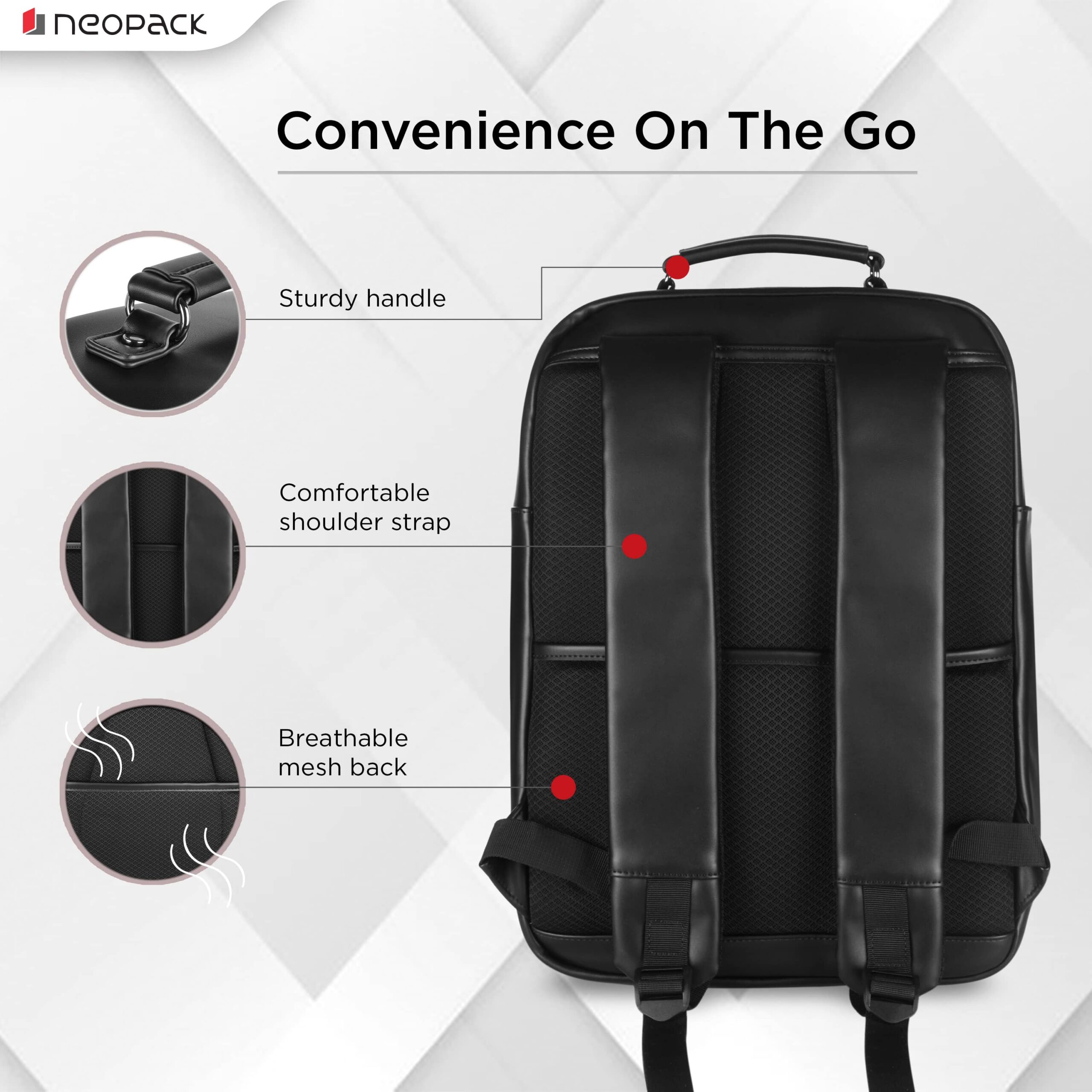 Elegante Secure Anti-Theft Backpack with FingerPrint Lock Compatible with Upto 16.2" Macbooks & 15" Laptops (Black) - Image 4