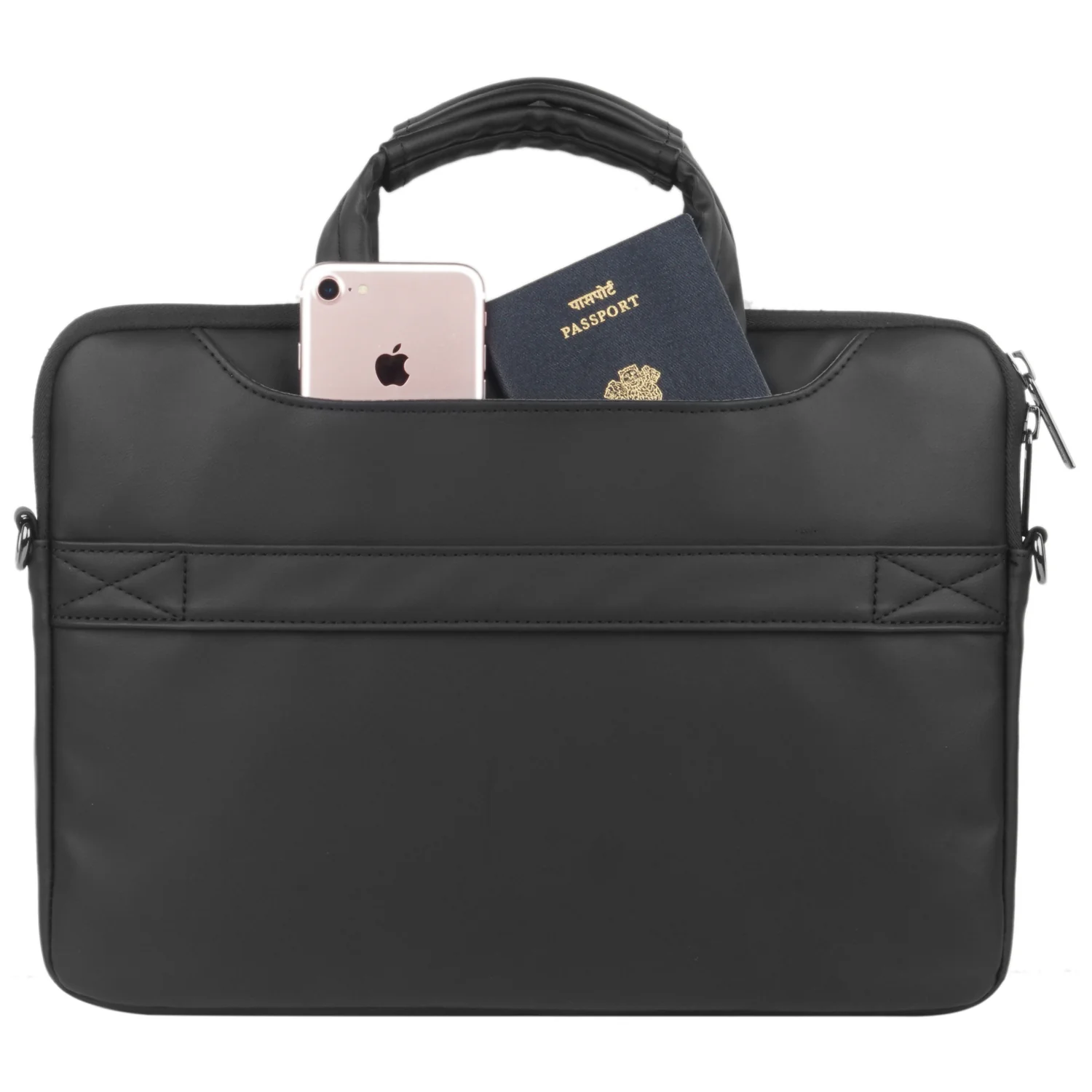 Leather Sleeve with Pouch for Upto 14.2" Macbooks - Image 4