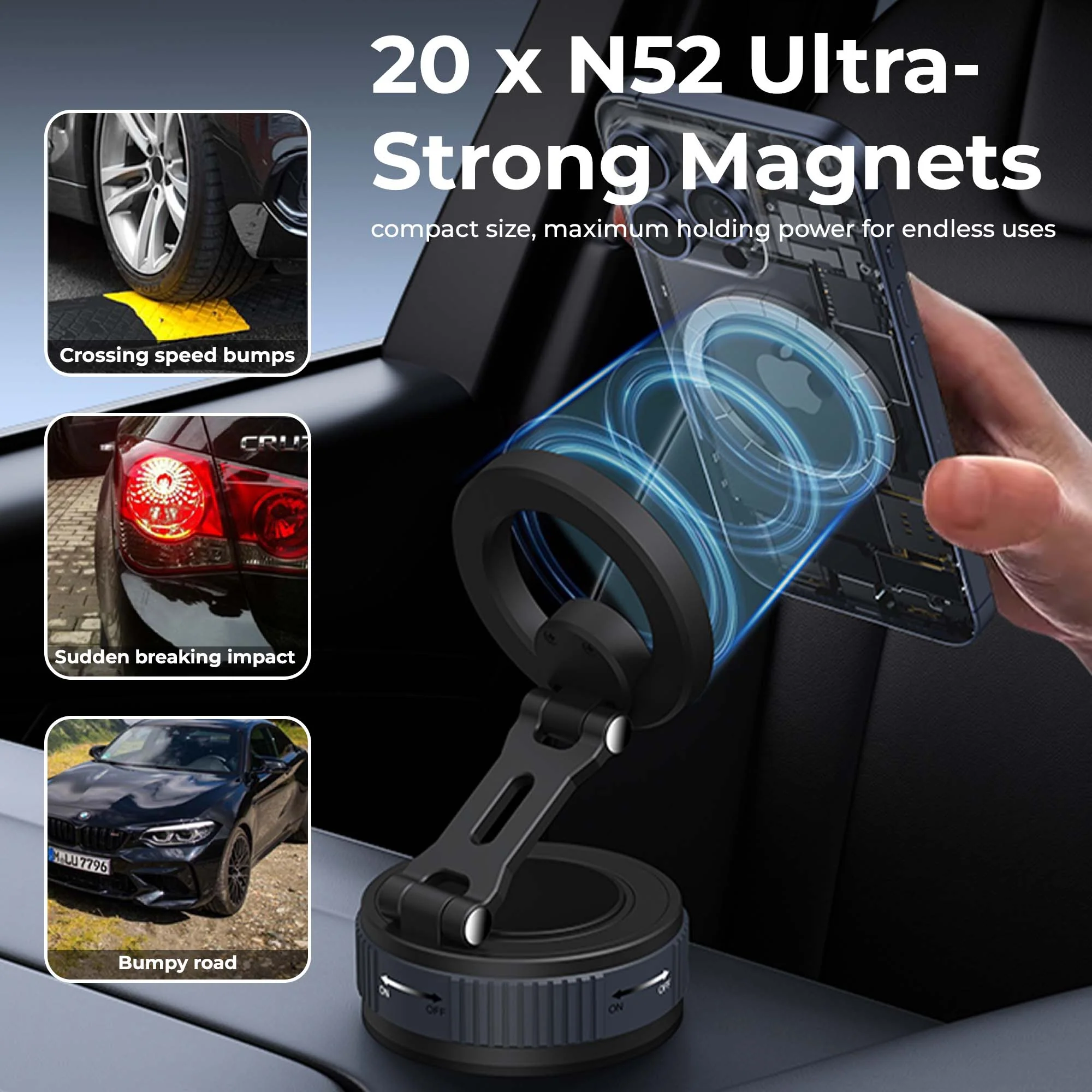 Magneto Magnetic Mobile Holder with Vacuum Grip - Image 4