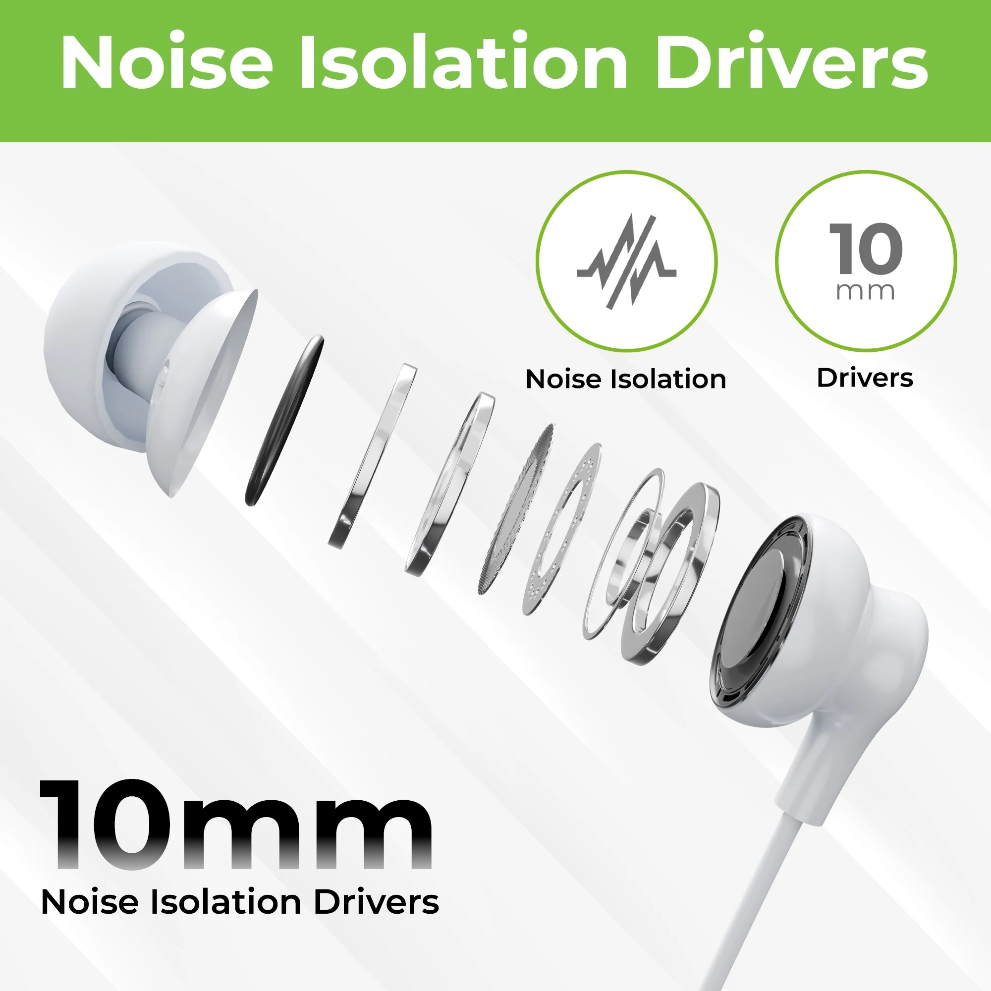MoBass 1 Noise Isolation Hands free Earphones with Mic - Image 4