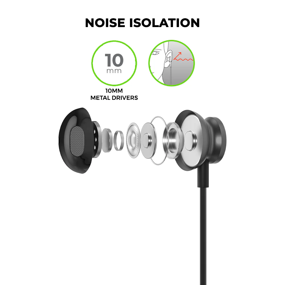 MoBass+ Hands free Metal Earphones with Mic 1.2m - Image 2