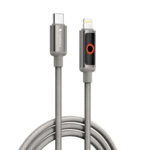 Neopack 30W USB-C to Lightning Connector Smart Auto-off LCD Display Cable 1.5M Compatible with iPhone, Macbooks, iPad and More (Grey)