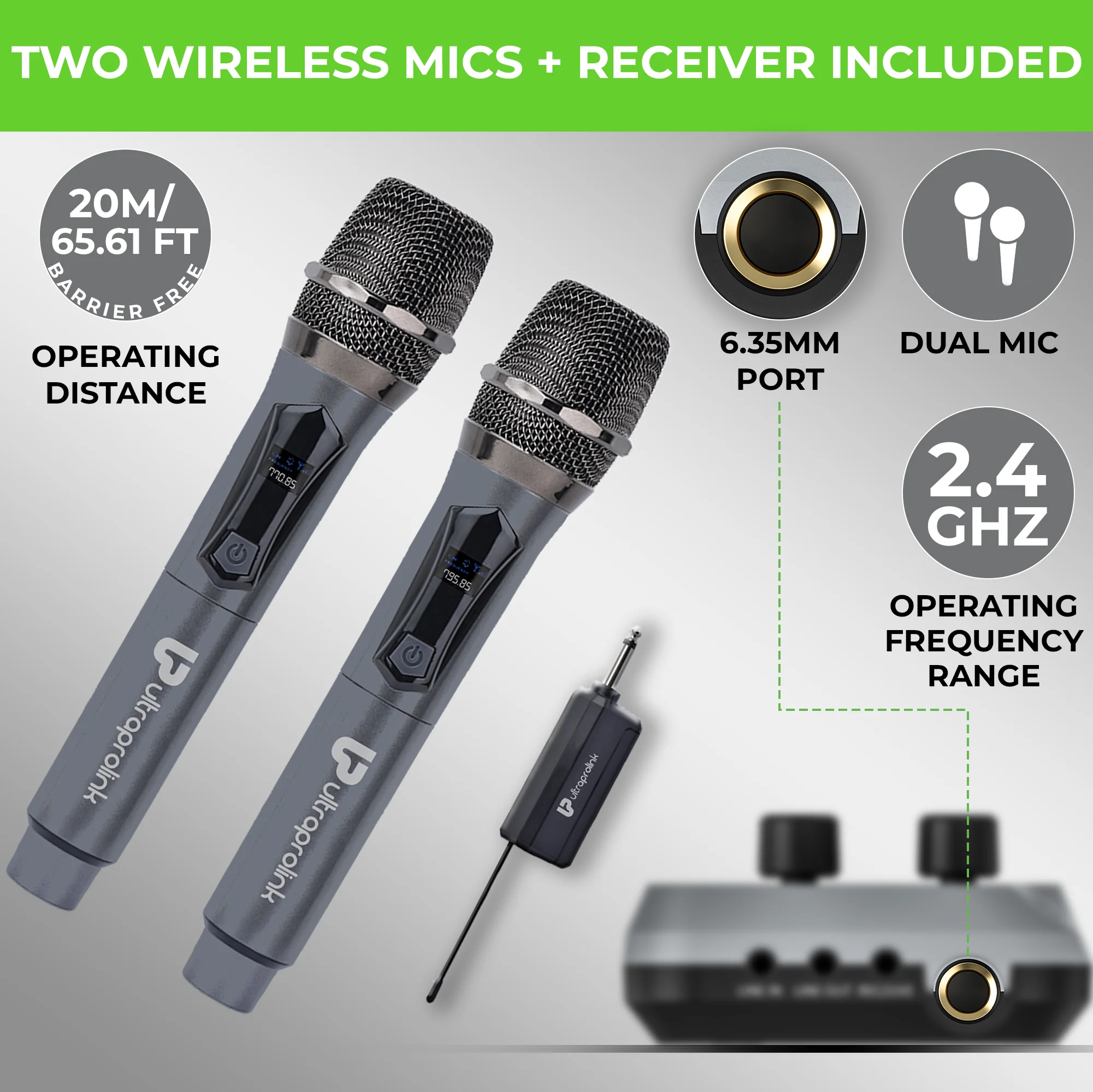Sing-Along Duet Wireless Karaoke & Live Broadcast Mixer with Dual Wireless Mics - Image 2
