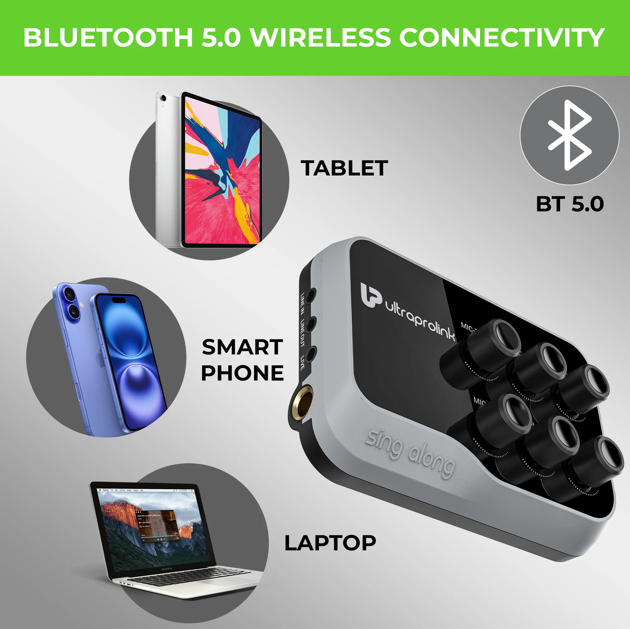 Sing-Along Duet Wireless Karaoke & Live Broadcast Mixer with Dual Wireless Mics - Image 3