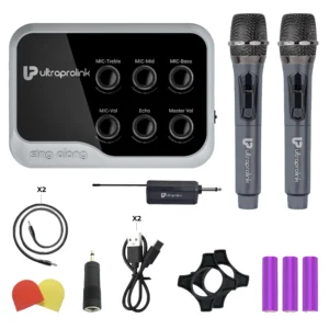 Sing-Along Duet Wireless Karaoke & Live Broadcast Mixer with Dual Wireless Mics