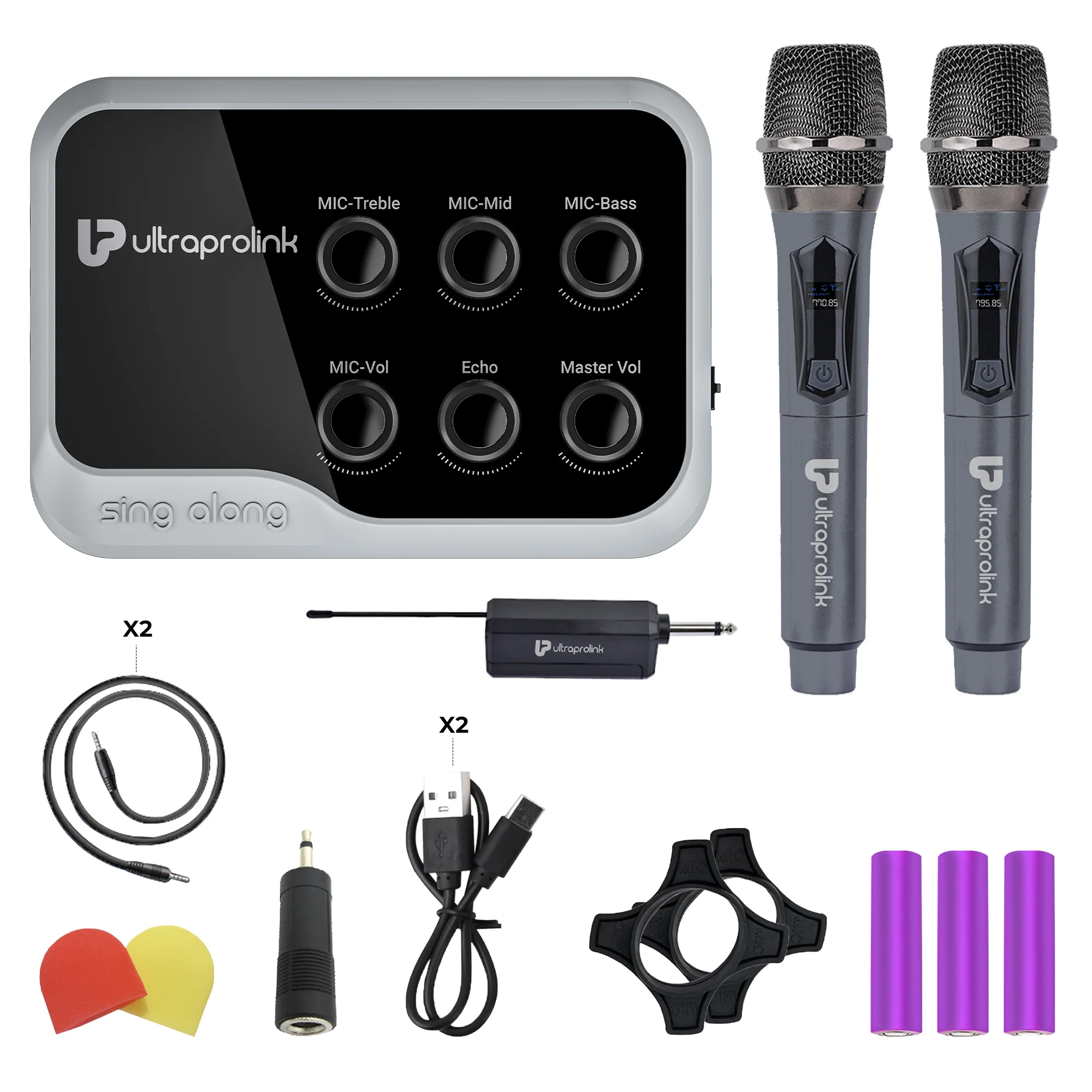 Sing-Along Duet Wireless Karaoke & Live Broadcast Mixer with Dual Wireless Mics