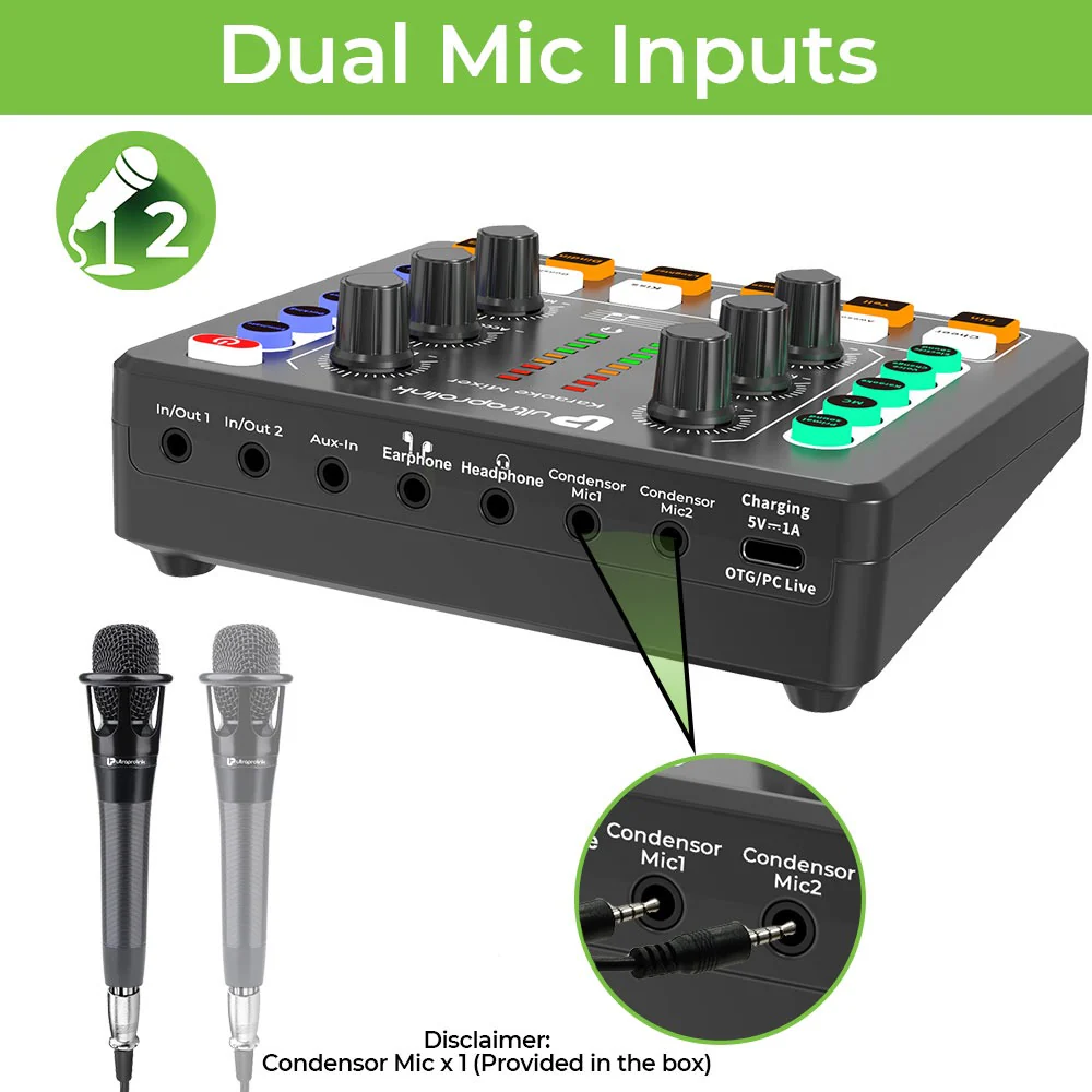 Sing Along Pro Portable Wireless Karaoke & Live Broadcast Mixer with Condenser Mic & Recording - Image 2