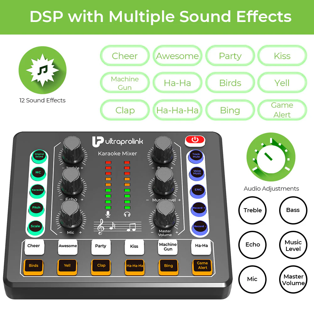 Sing Along Pro Portable Wireless Karaoke & Live Broadcast Mixer with Condenser Mic & Recording - Image 5