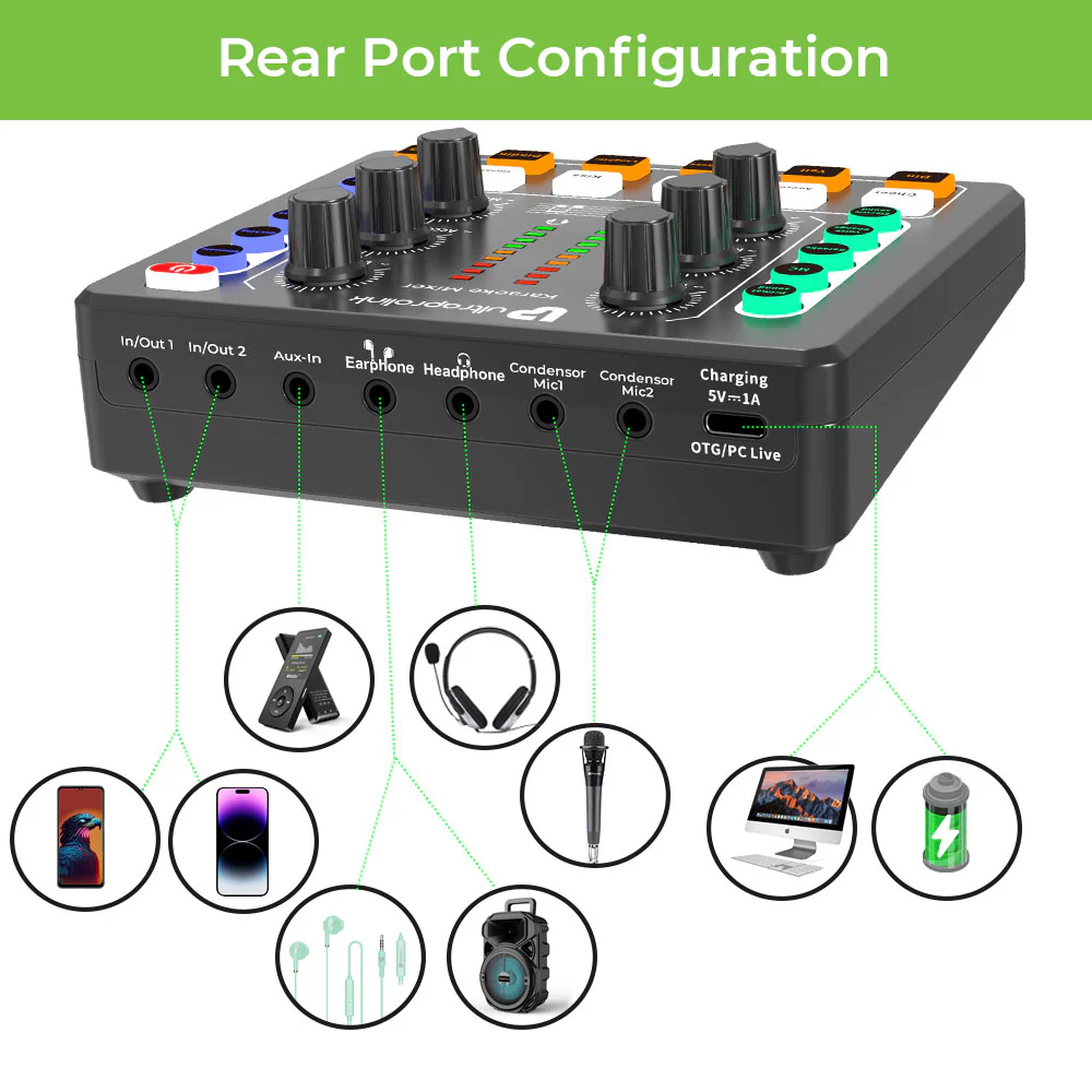 Sing Along Pro Portable Wireless Karaoke & Live Broadcast Mixer with Condenser Mic & Recording - Image 6