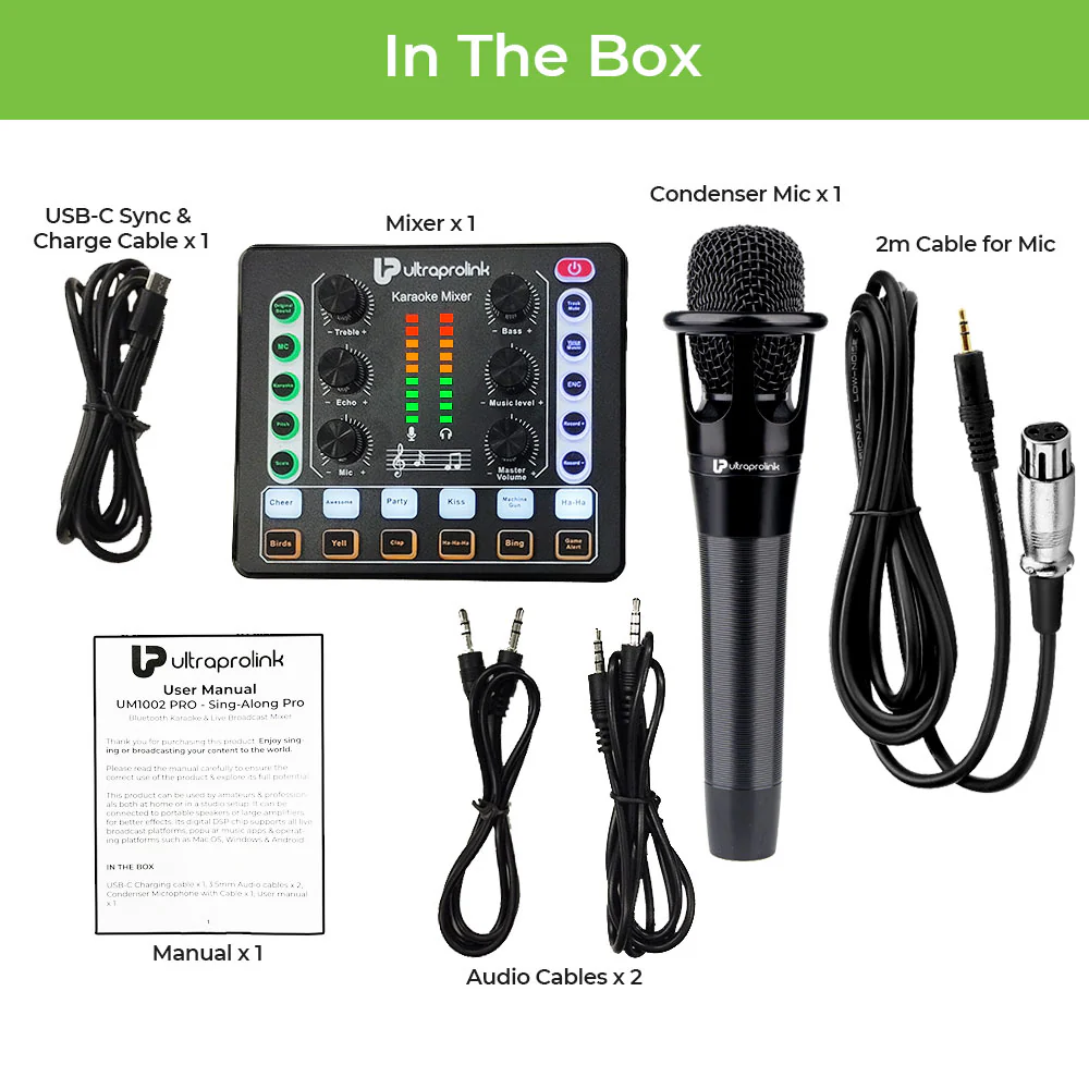 Sing Along Pro Portable Wireless Karaoke & Live Broadcast Mixer with Condenser Mic & Recording - Image 7