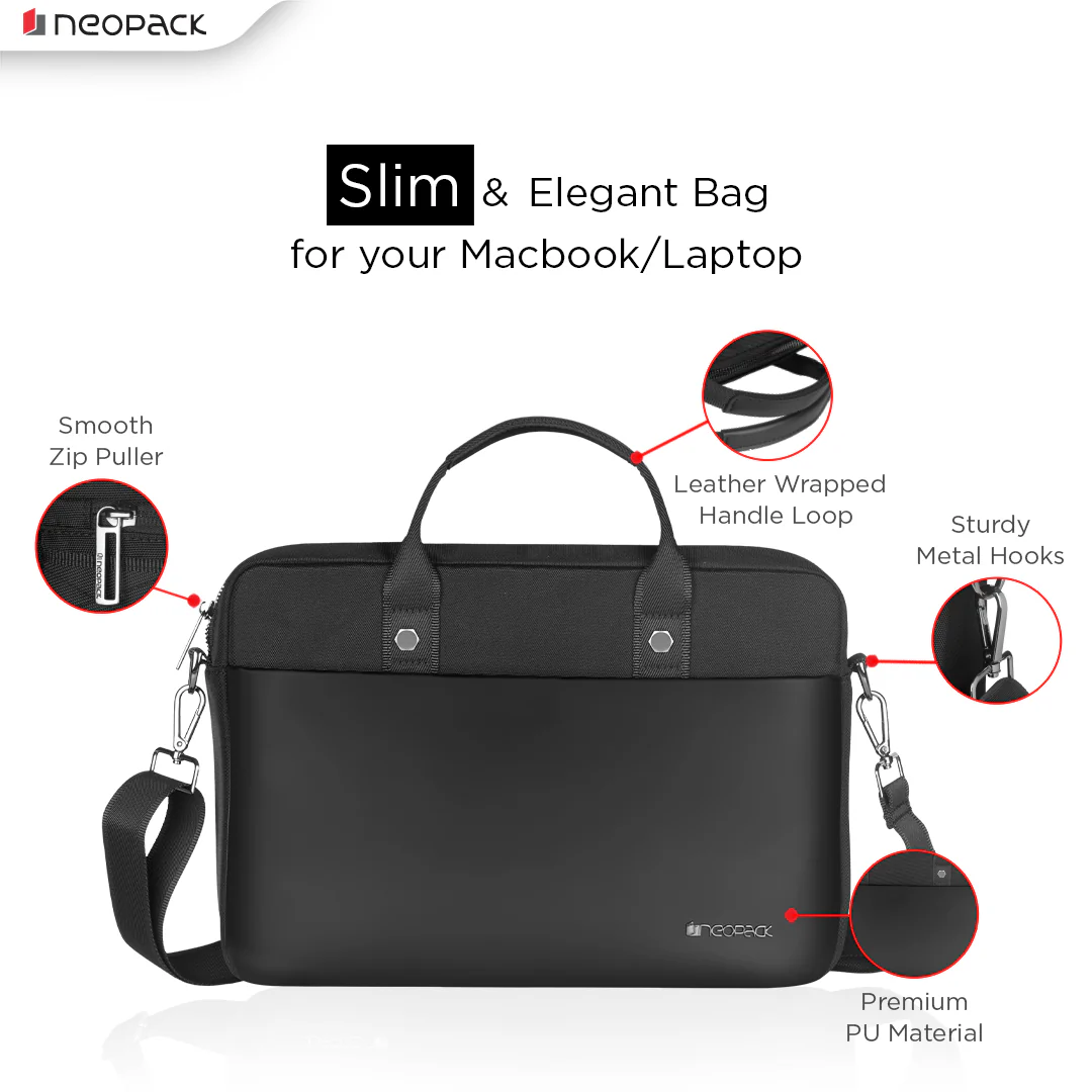 Slim-Line Professional Bag for Up to 14.2" Macbooks & 13.3" Laptops (Black) - Image 3