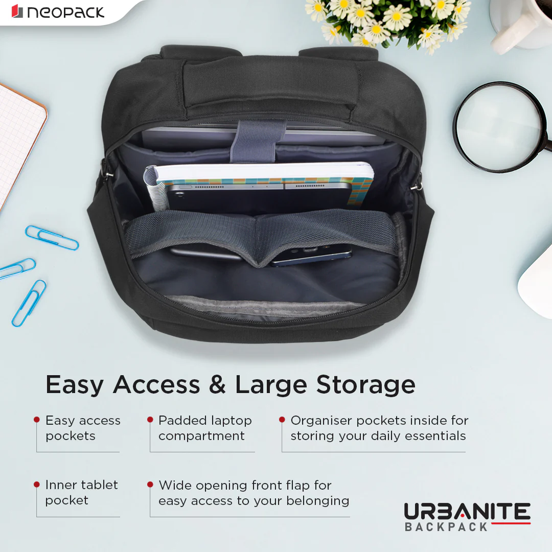 Urbanite Backpack for 16" Laptops & Macbooks (Black) - Image 4