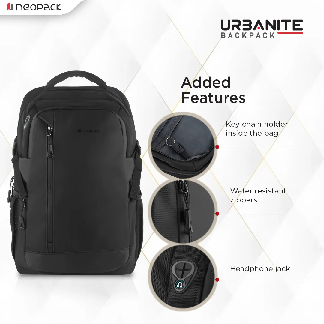Urbanite Backpack for 16" Laptops & Macbooks (Black) - Image 3