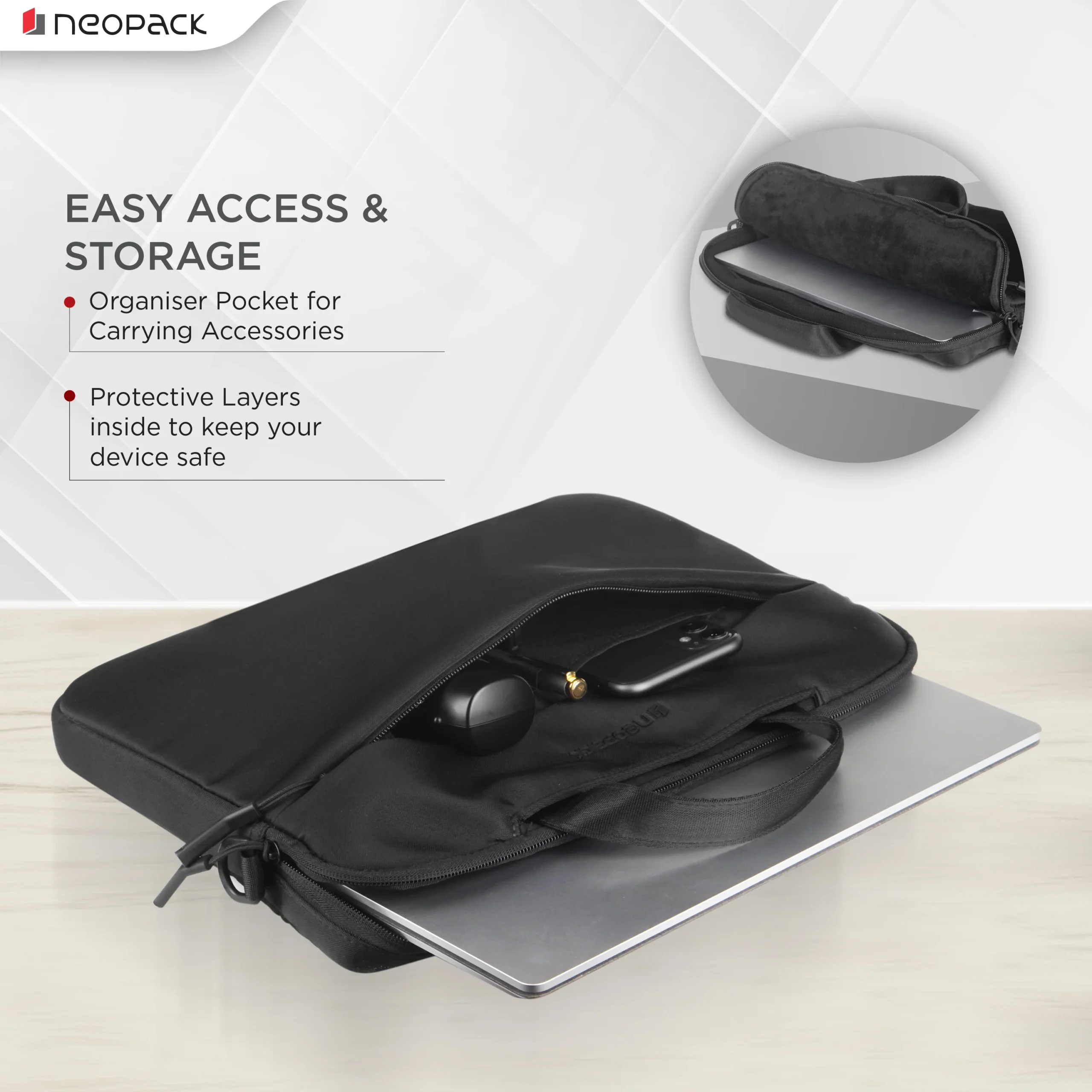 Sling Sleeve for Upto 14.2" Macbooks (Black) - Image 3