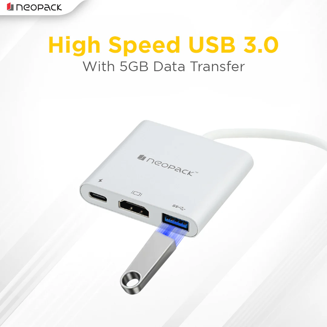 3 IN 1 Multiport USB-C Hub (Silver) - Image 3